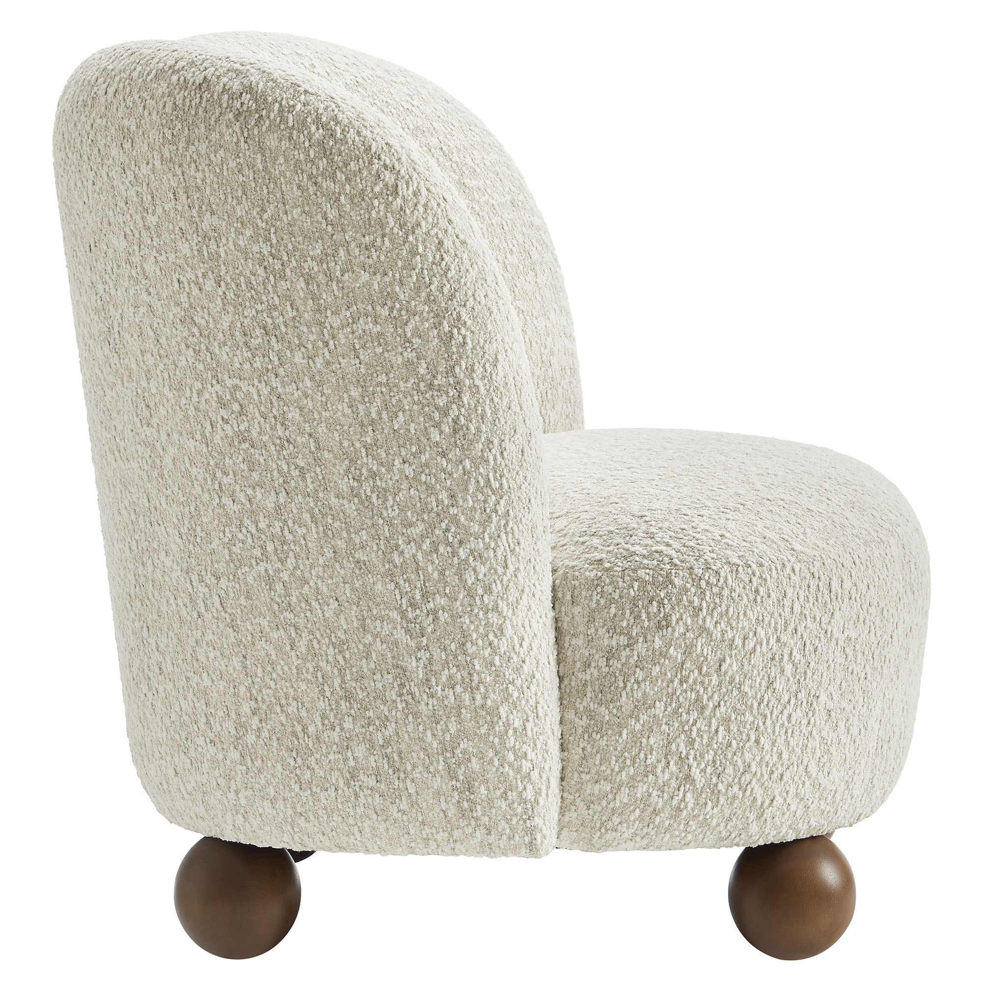 Monroe Boucle Fabric Accent Chair, Pearl Walnut