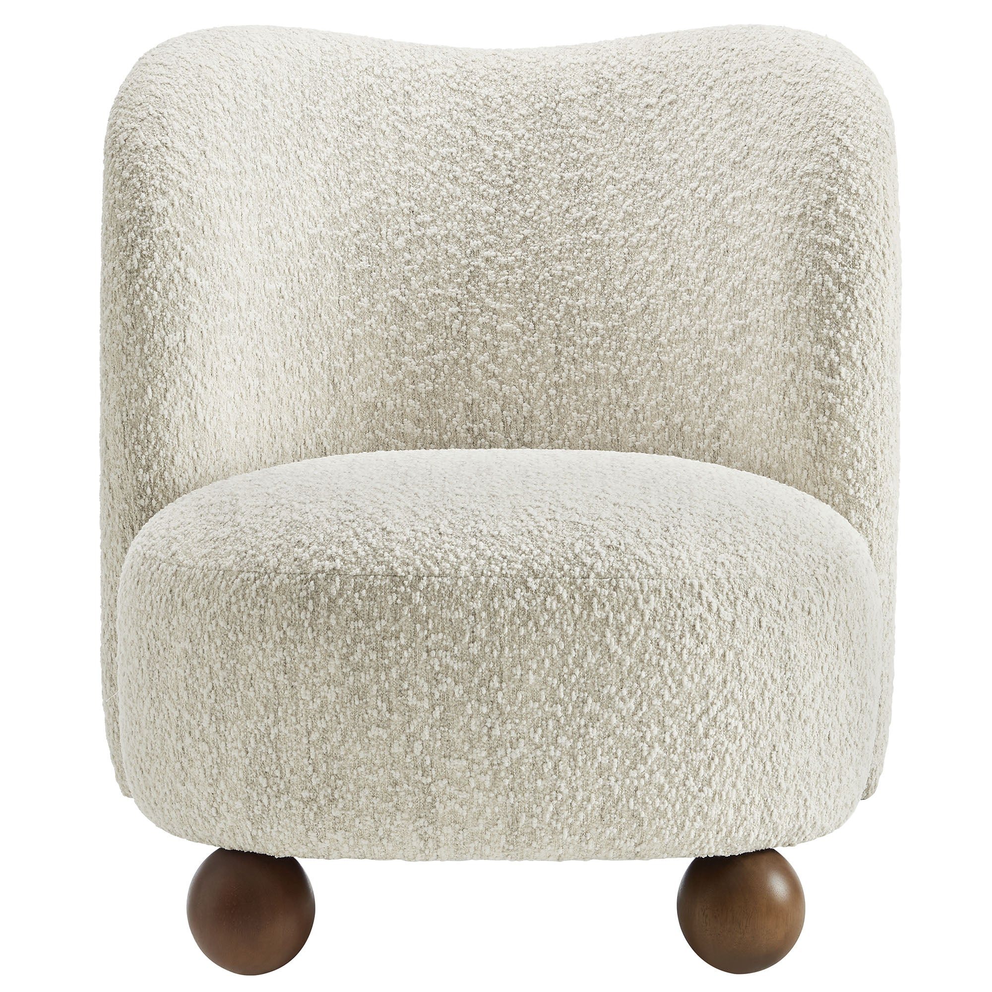 Monroe Boucle Fabric Accent Chair, Pearl Walnut