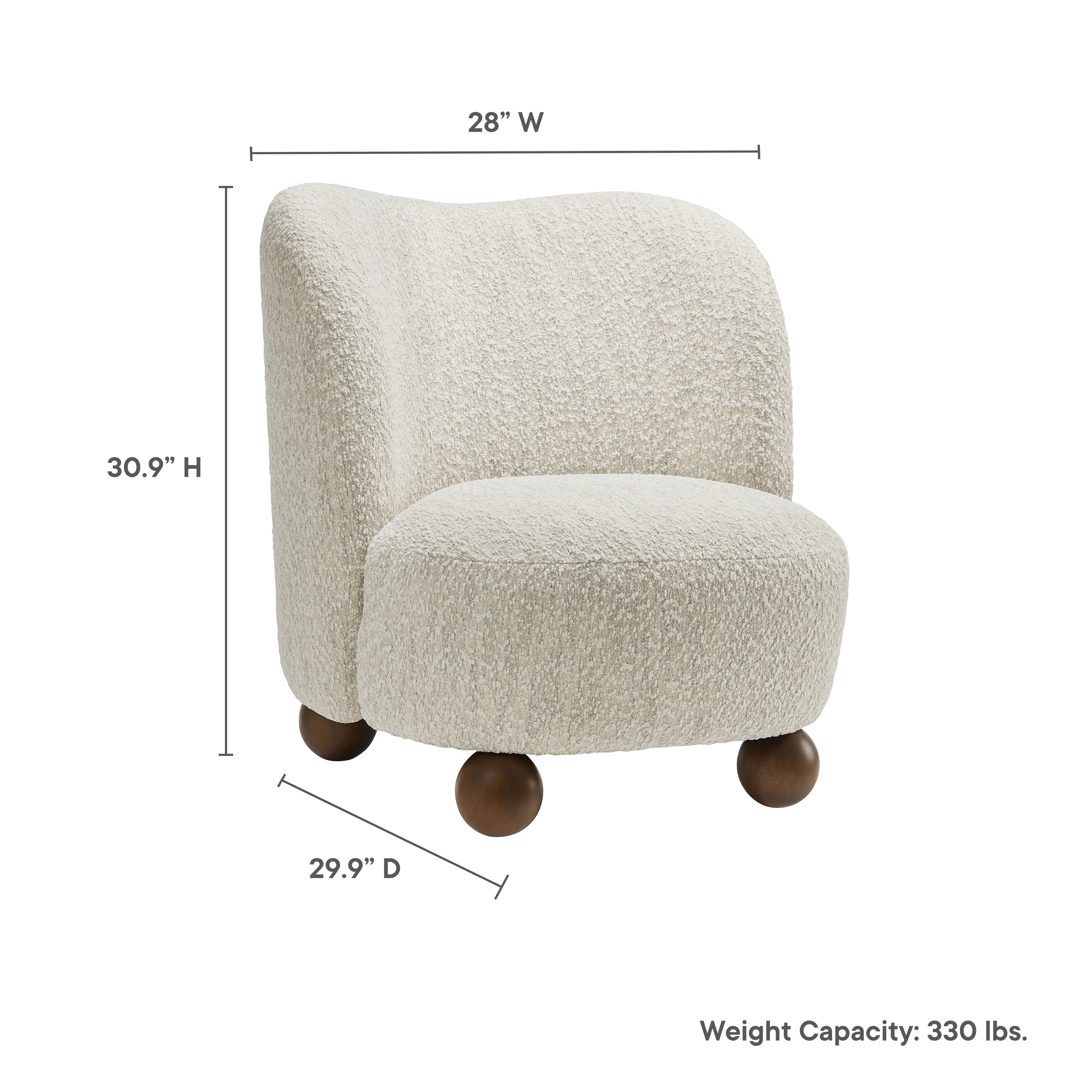Monroe Boucle Fabric Accent Chair, Pearl Walnut