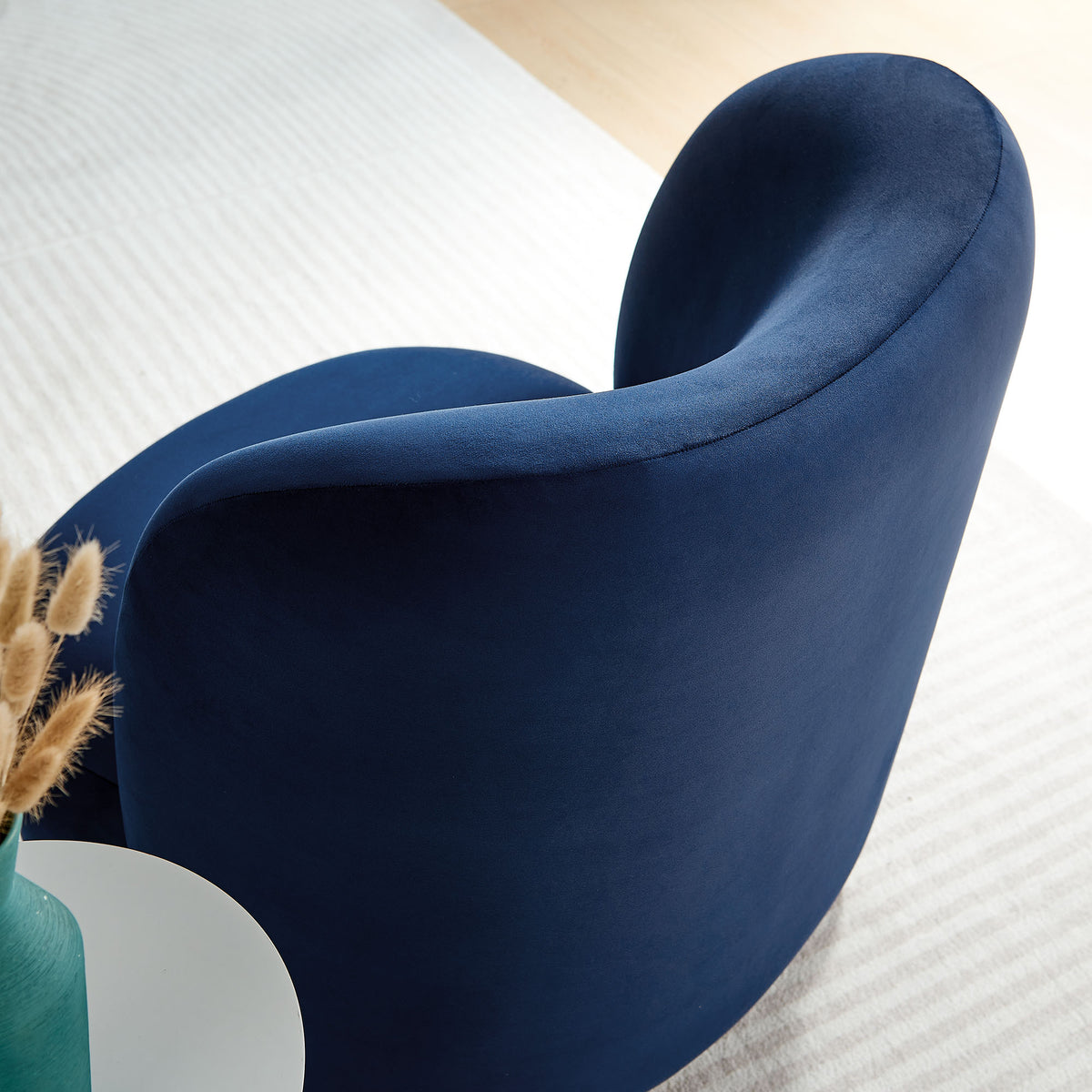 Monroe Performance Velvet Accent Chair, Midnight Blue Walnut