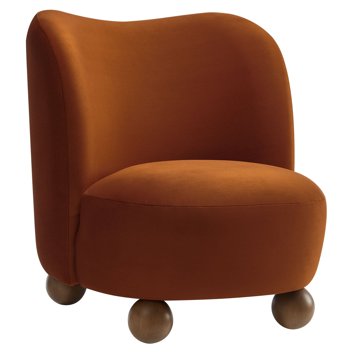 Monroe Performance Velvet Accent Chair, Rust Walnut