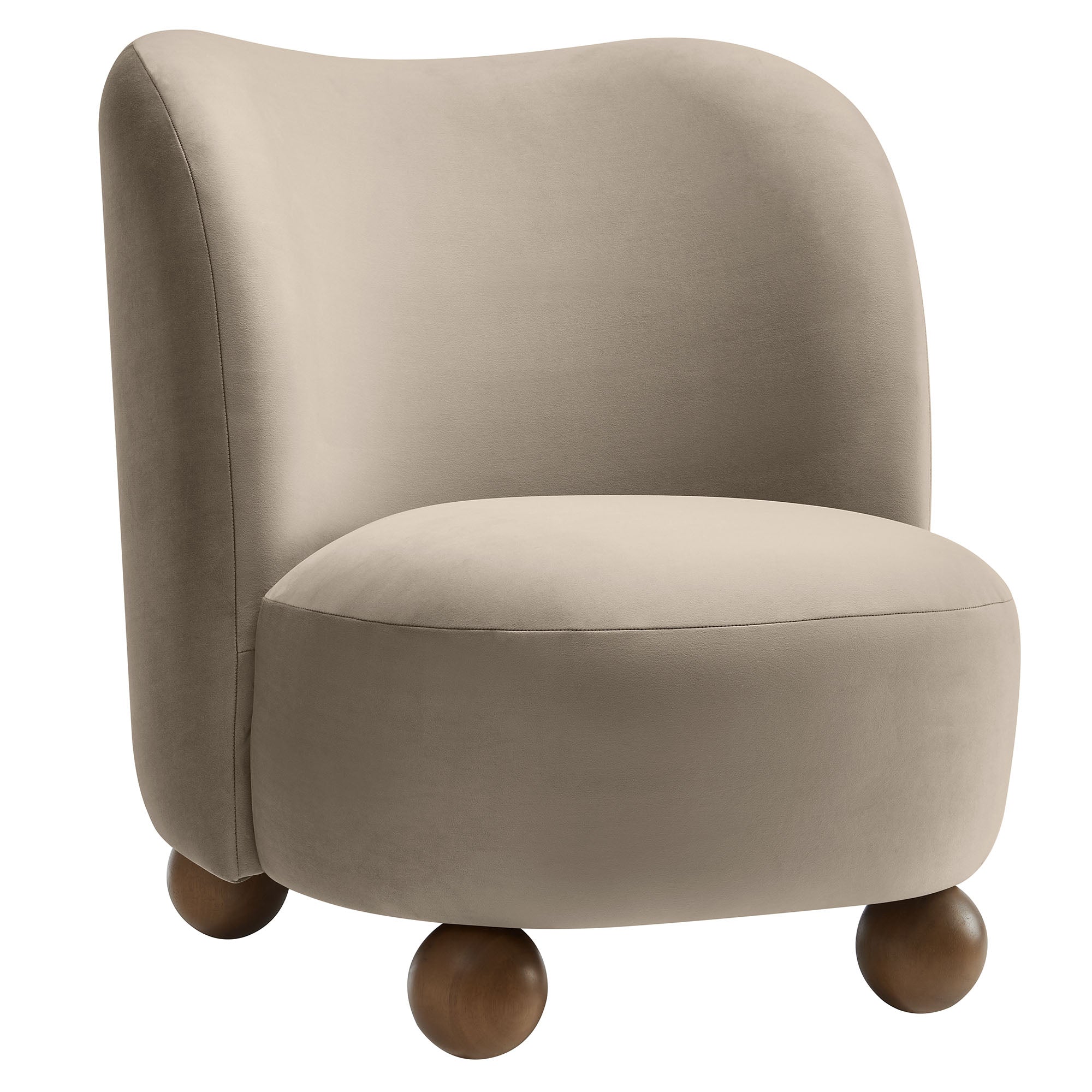 Monroe Performance Velvet Accent Chair, Taupe Walnut