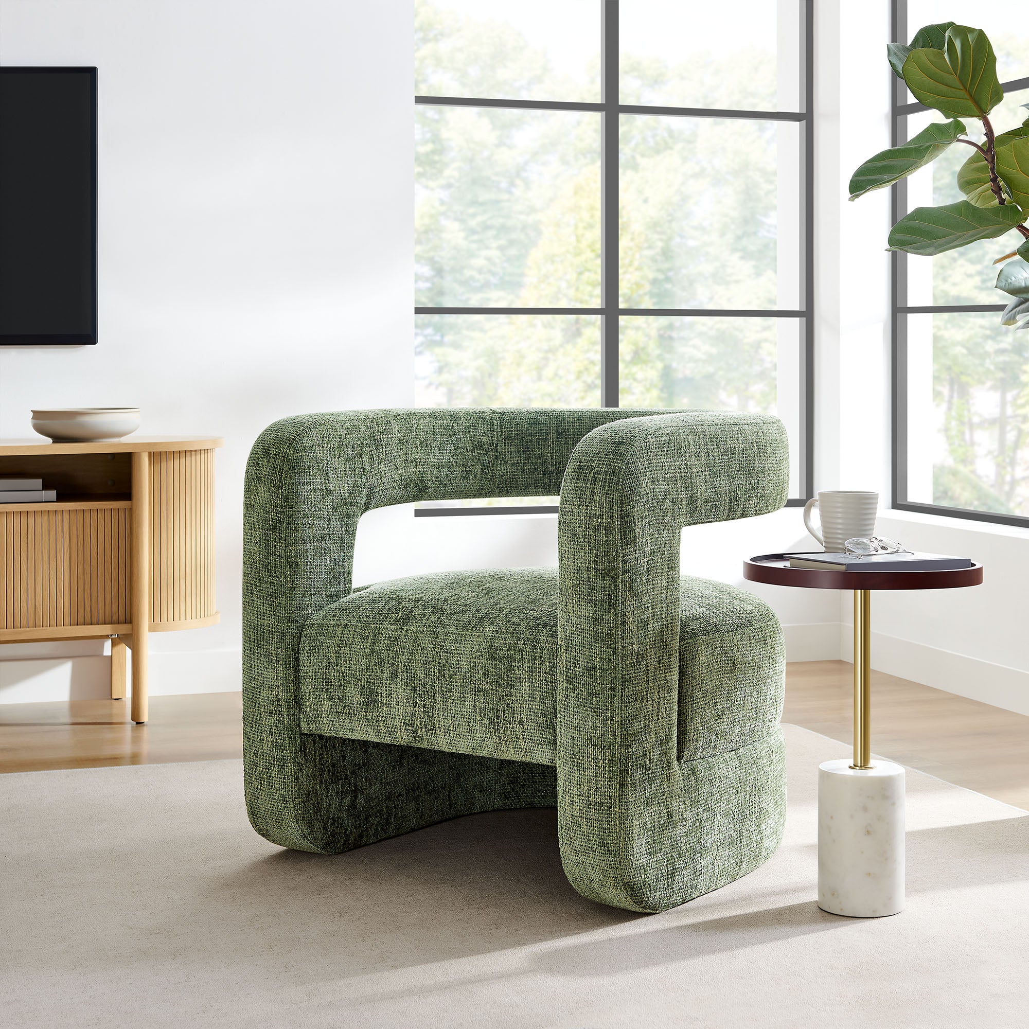 Jaylin Upholstered Chenille Accent Chair, Basil