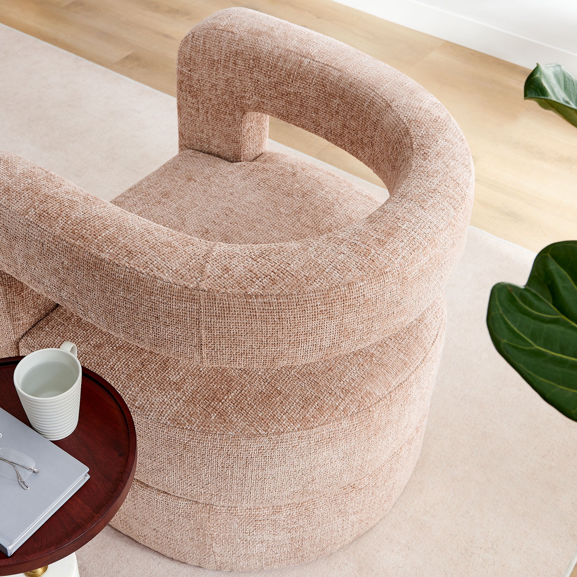 Jaylin Upholstered Chenille Accent Chair, Blush