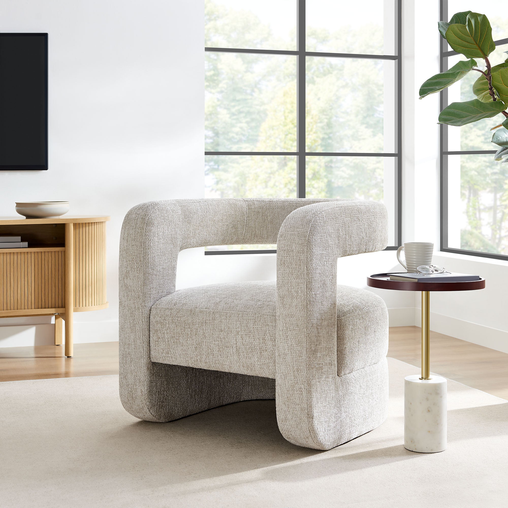 Jaylin Upholstered Chenille Accent Chair, Dove Gray