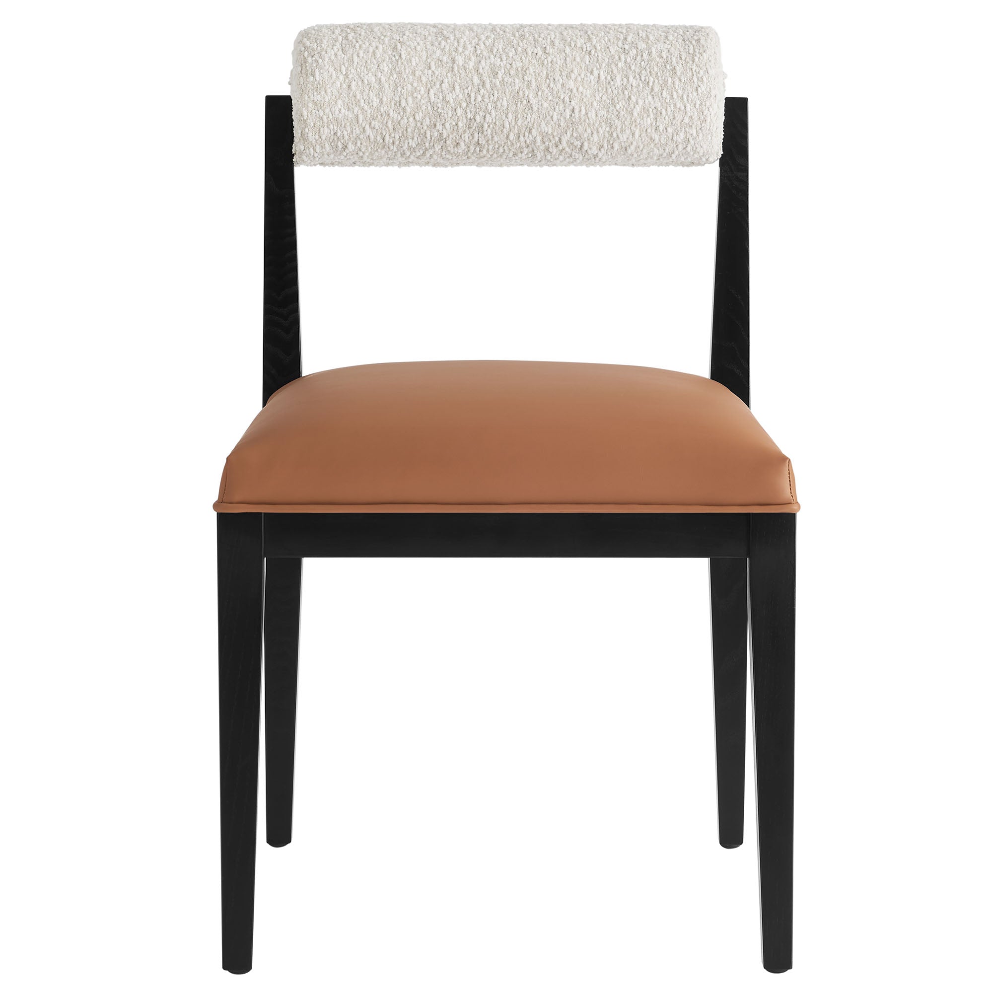 Kai Boucle and Vegan Leather Dining Chair, Pearl Tan Black
