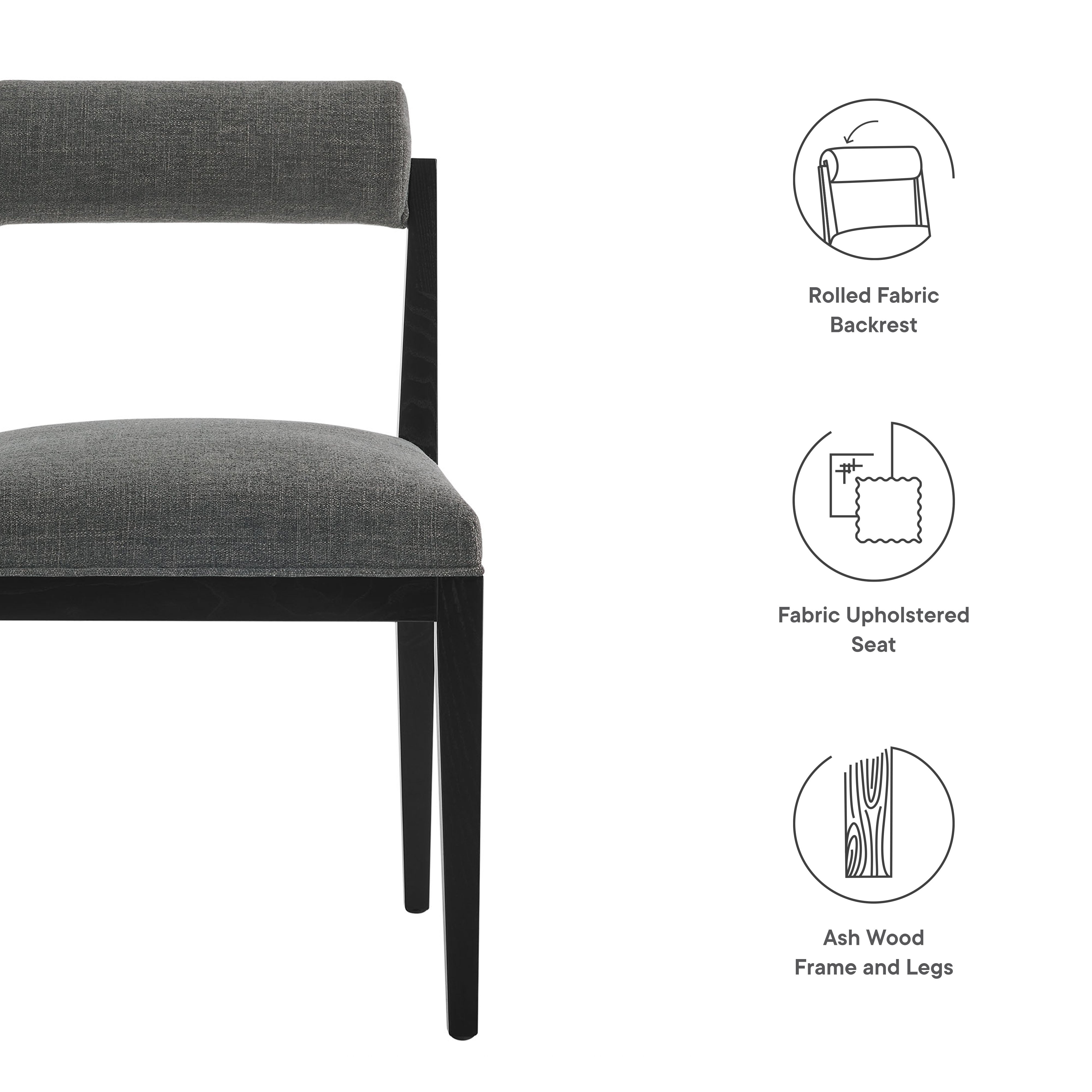 Kai Fabric Dining Chair, Charcoal Black