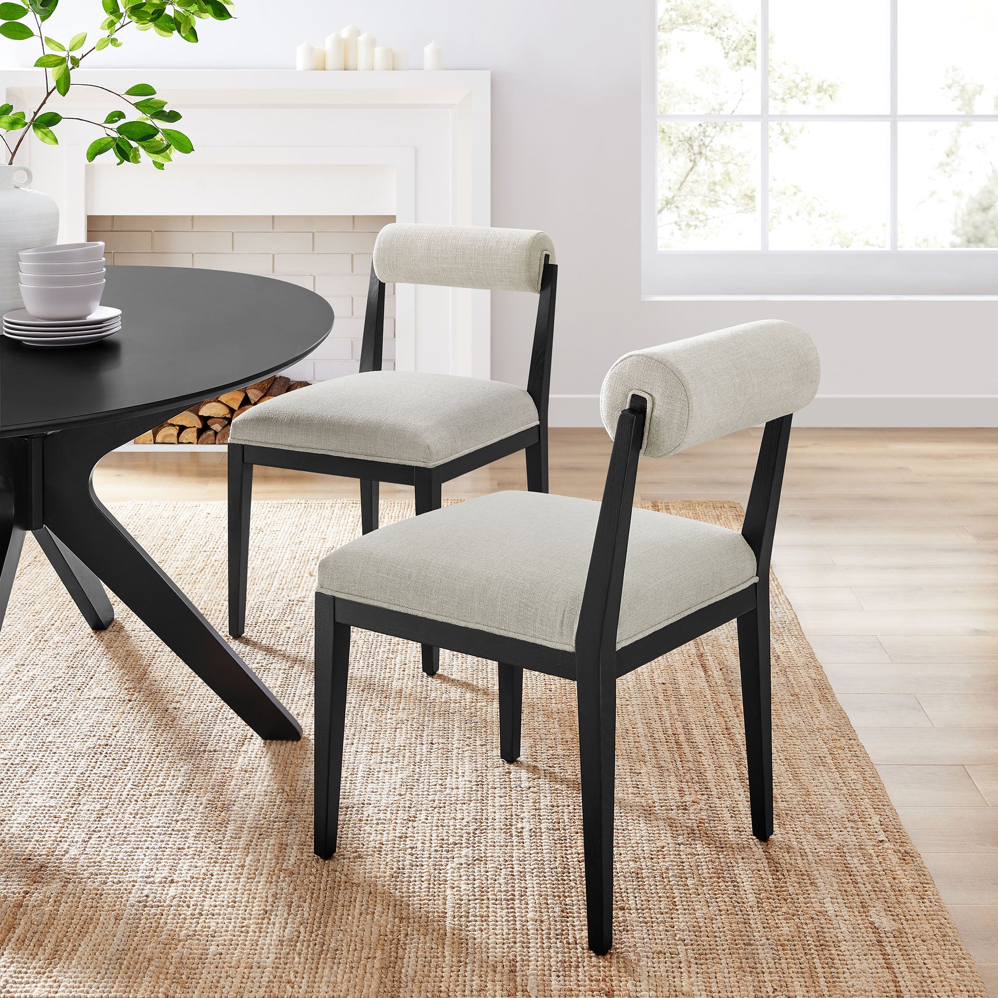 Kai Fabric Dining Chair, Linen Black
