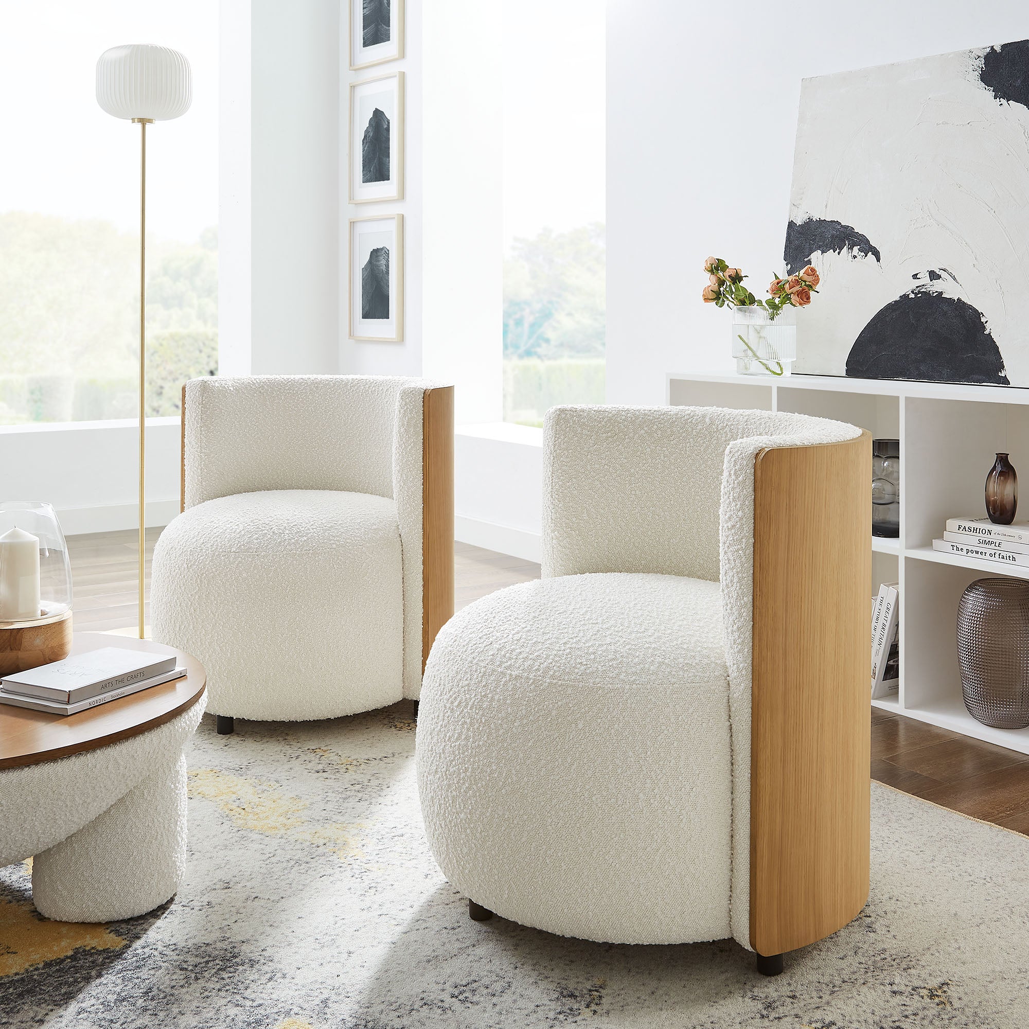 Solis Boucle Accent Chair, Natural Ivory