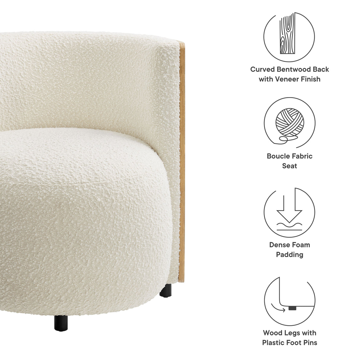 Solis Boucle Accent Chair, Natural Ivory