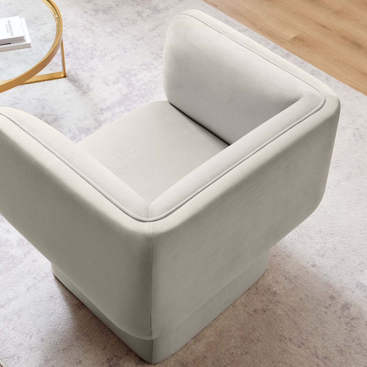 Tate Performance Velvet Accent Chair, Almond
