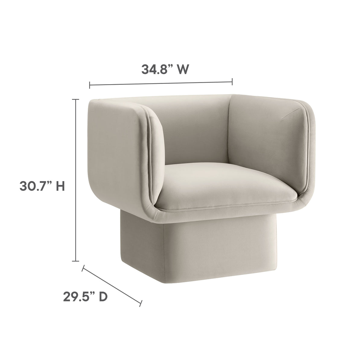 Tate Performance Velvet Accent Chair, Almond