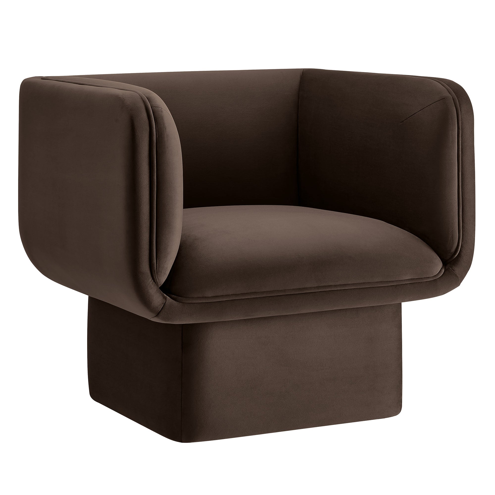 Tate Performance Velvet Accent Chair, Chocolate Brown