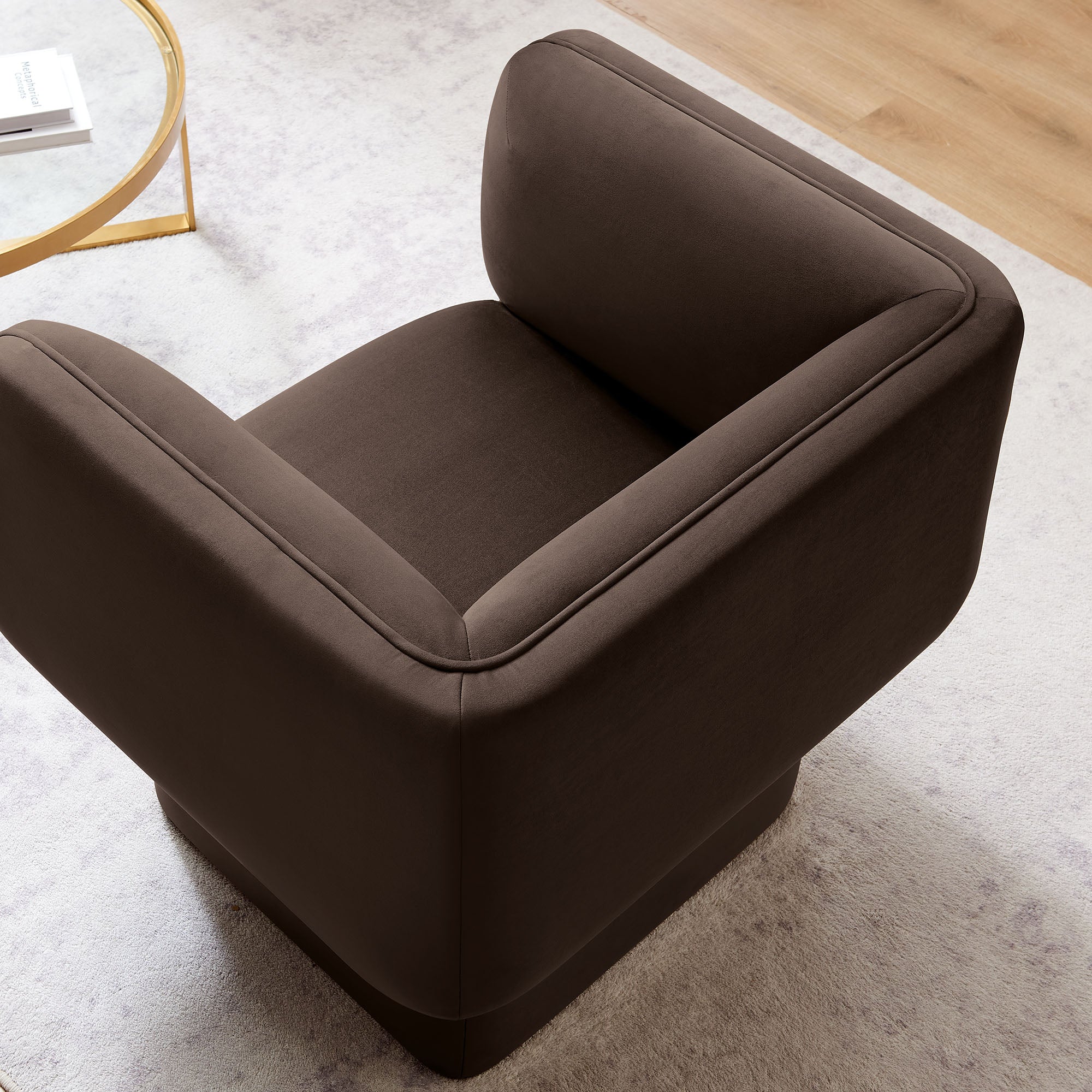 Tate Performance Velvet Accent Chair, Chocolate Brown