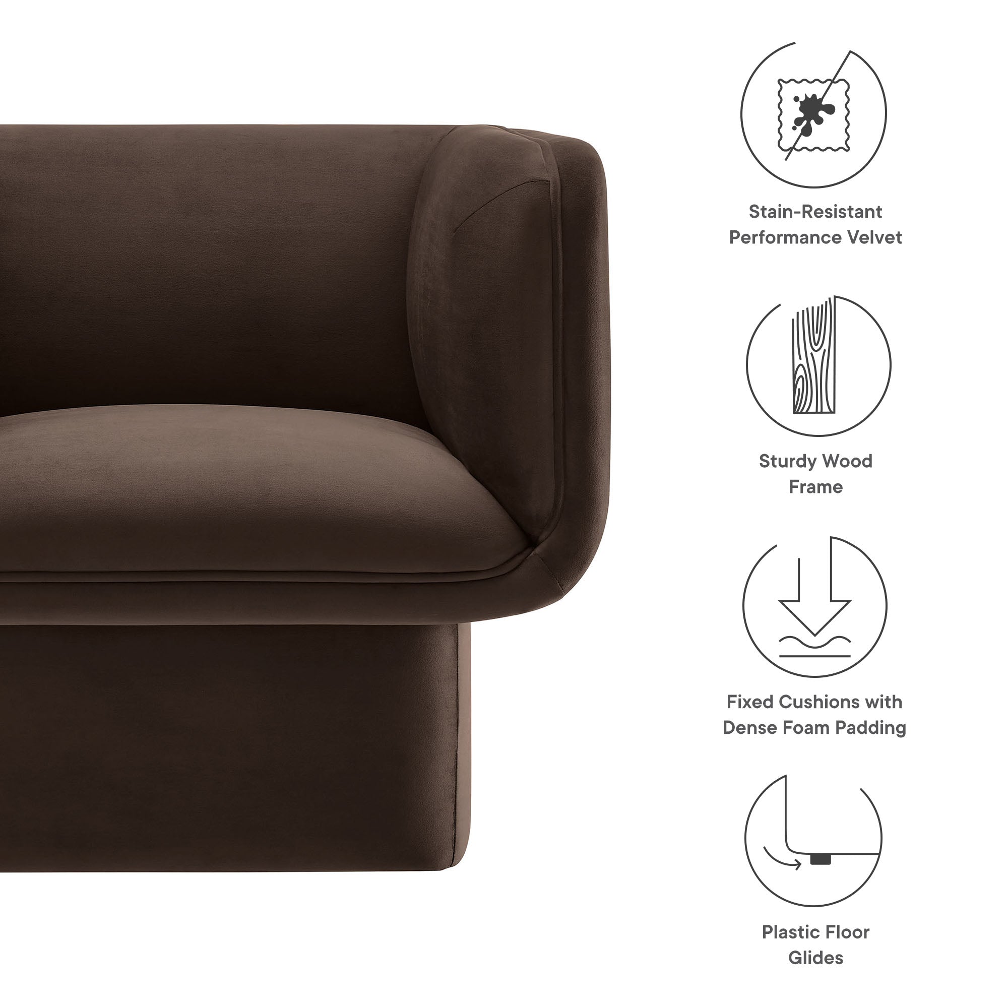 Tate Performance Velvet Accent Chair, Chocolate Brown