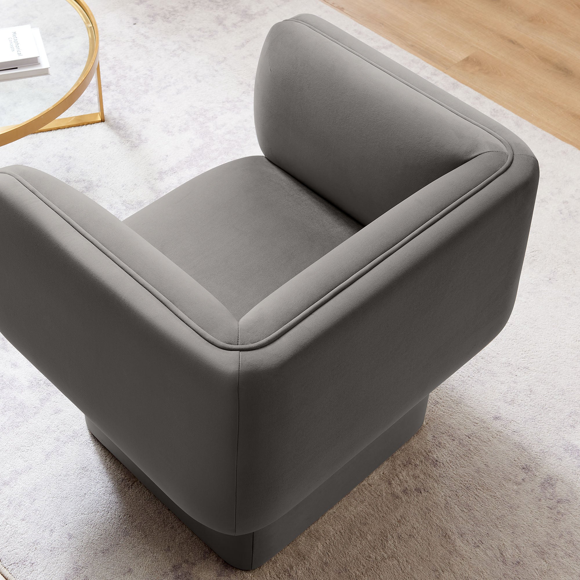 Tate Performance Velvet Accent Chair, Storm Gray