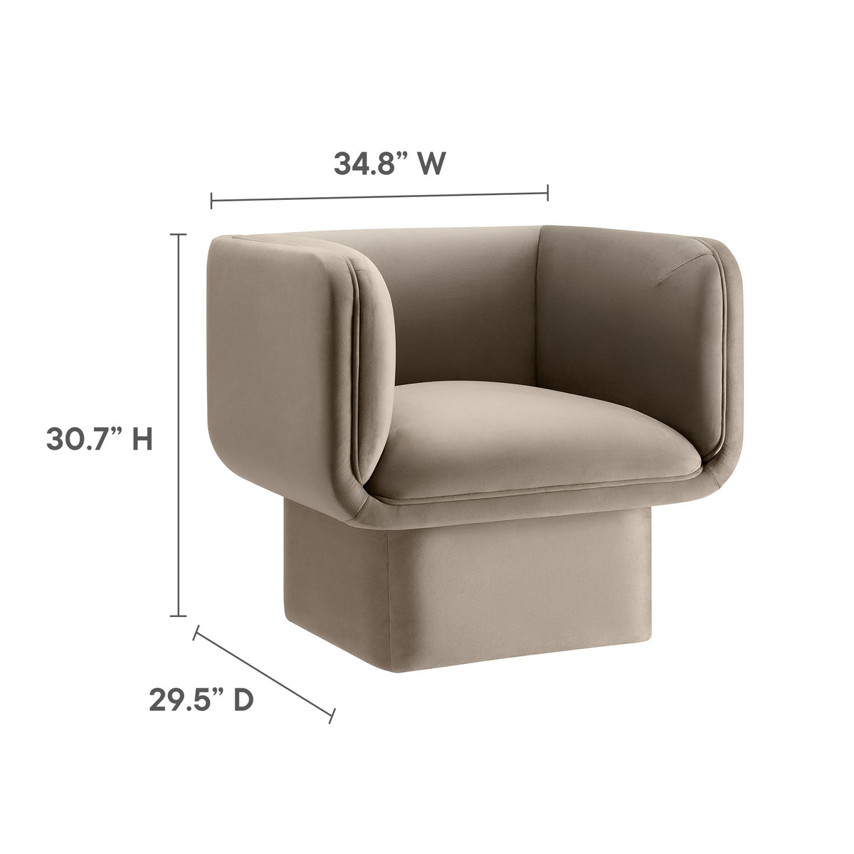 Tate Performance Velvet Accent Chair, Taupe