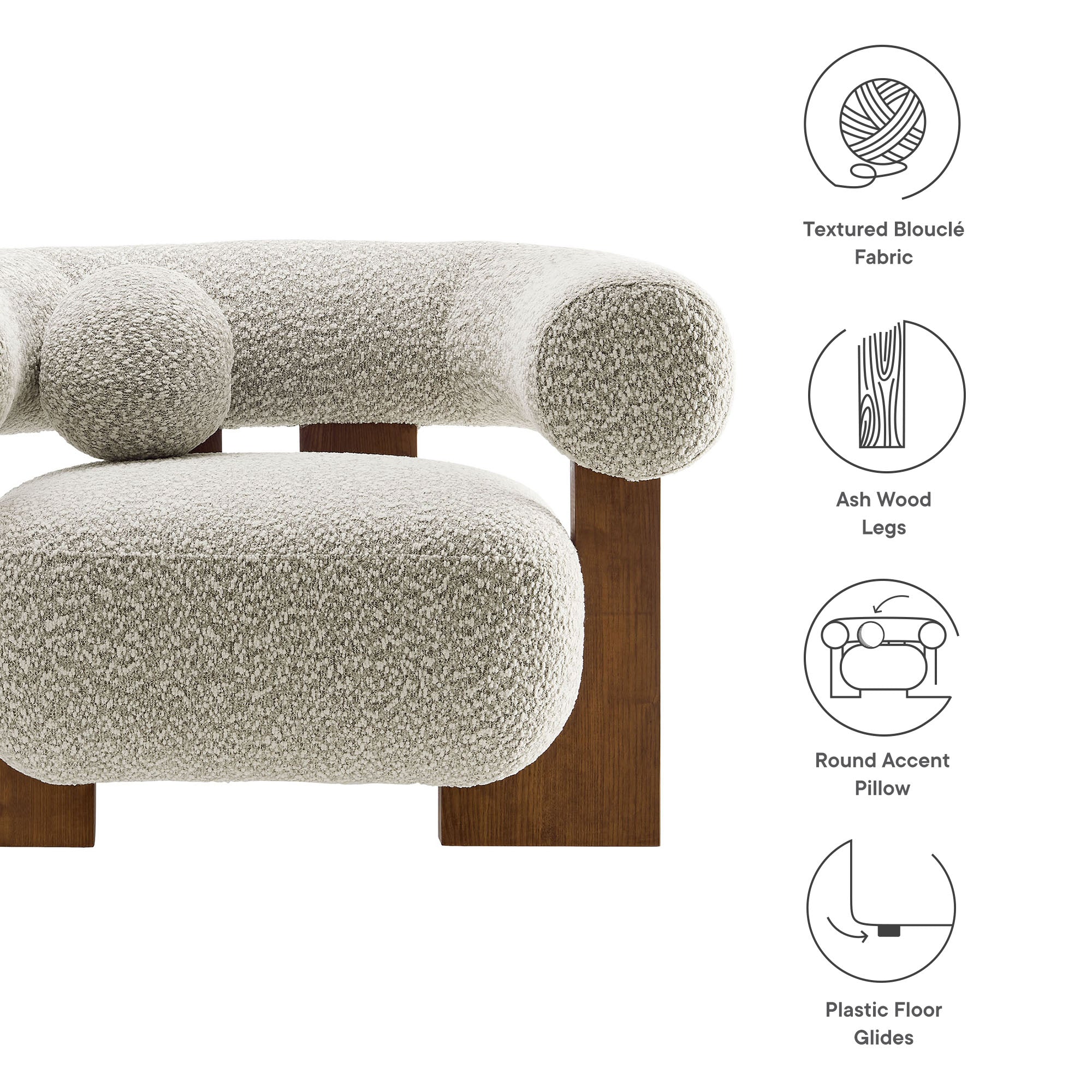 Jace Boucle Accent Chair, River Rock