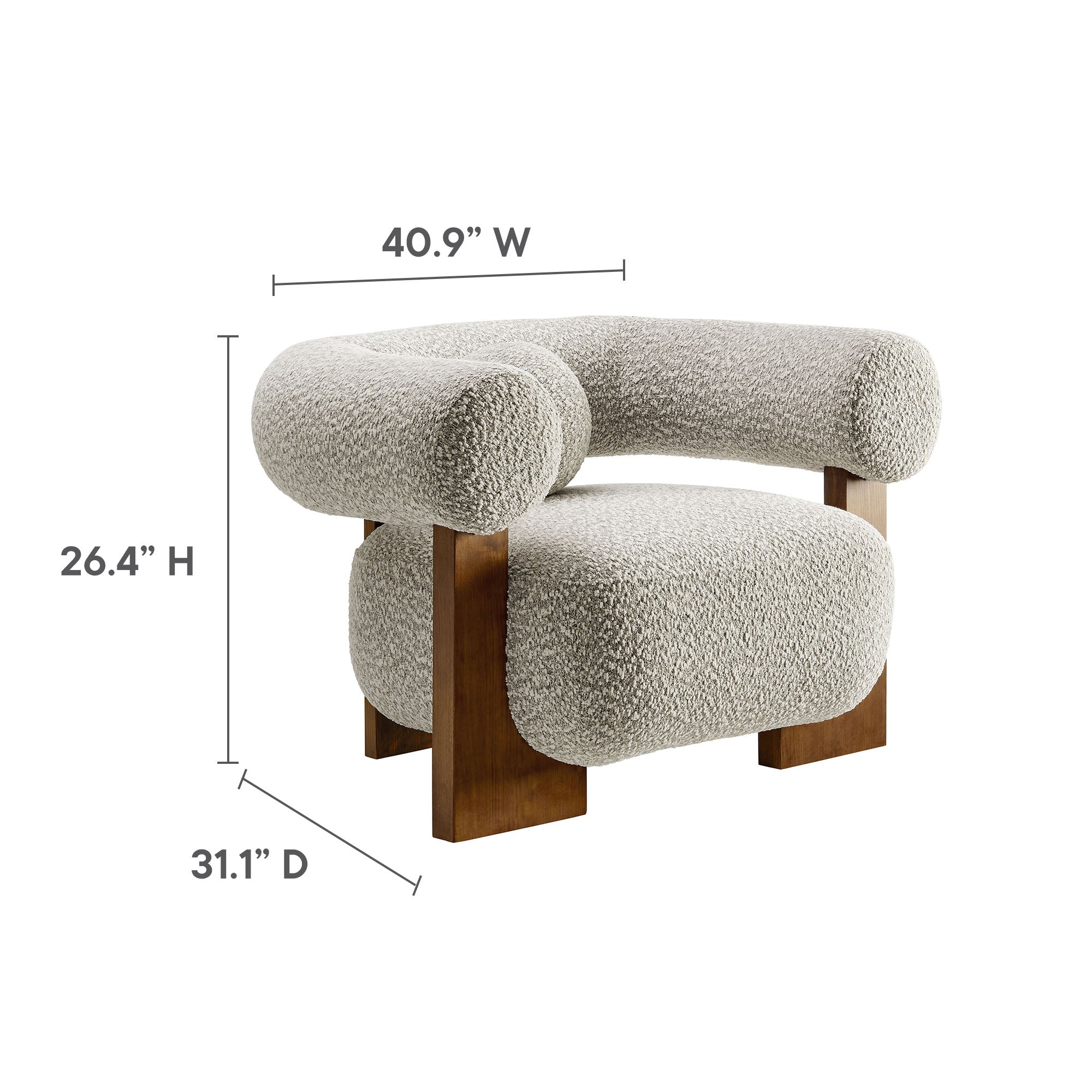 Jace Boucle Accent Chair, River Rock