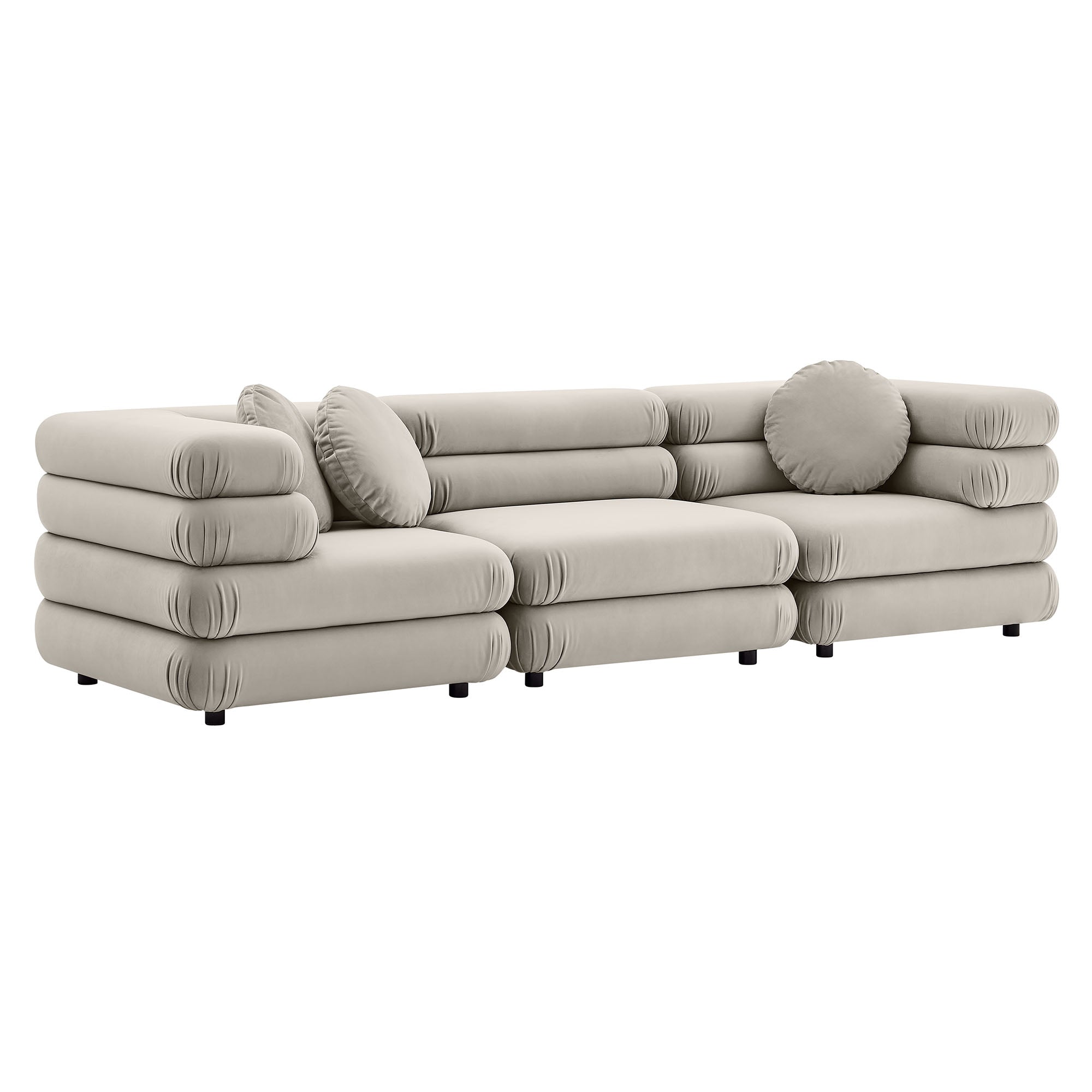 Jubilee 3-Piece Modular Performance Velvet Sectional Sofa, Almond