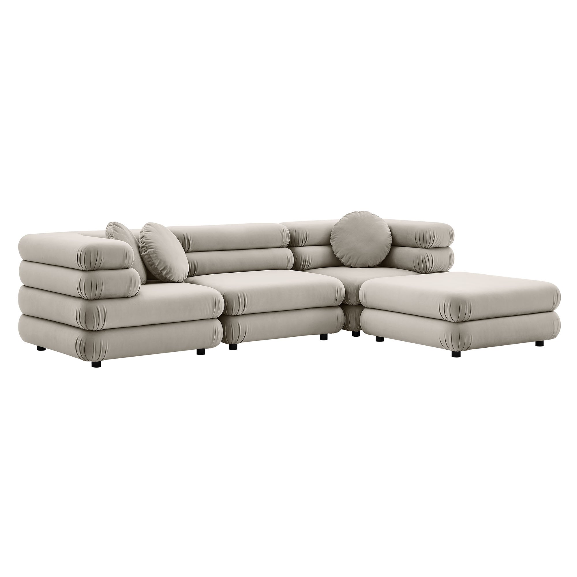 Jubilee 4-Piece Modular Performance Velvet Sectional Sofa, Almond