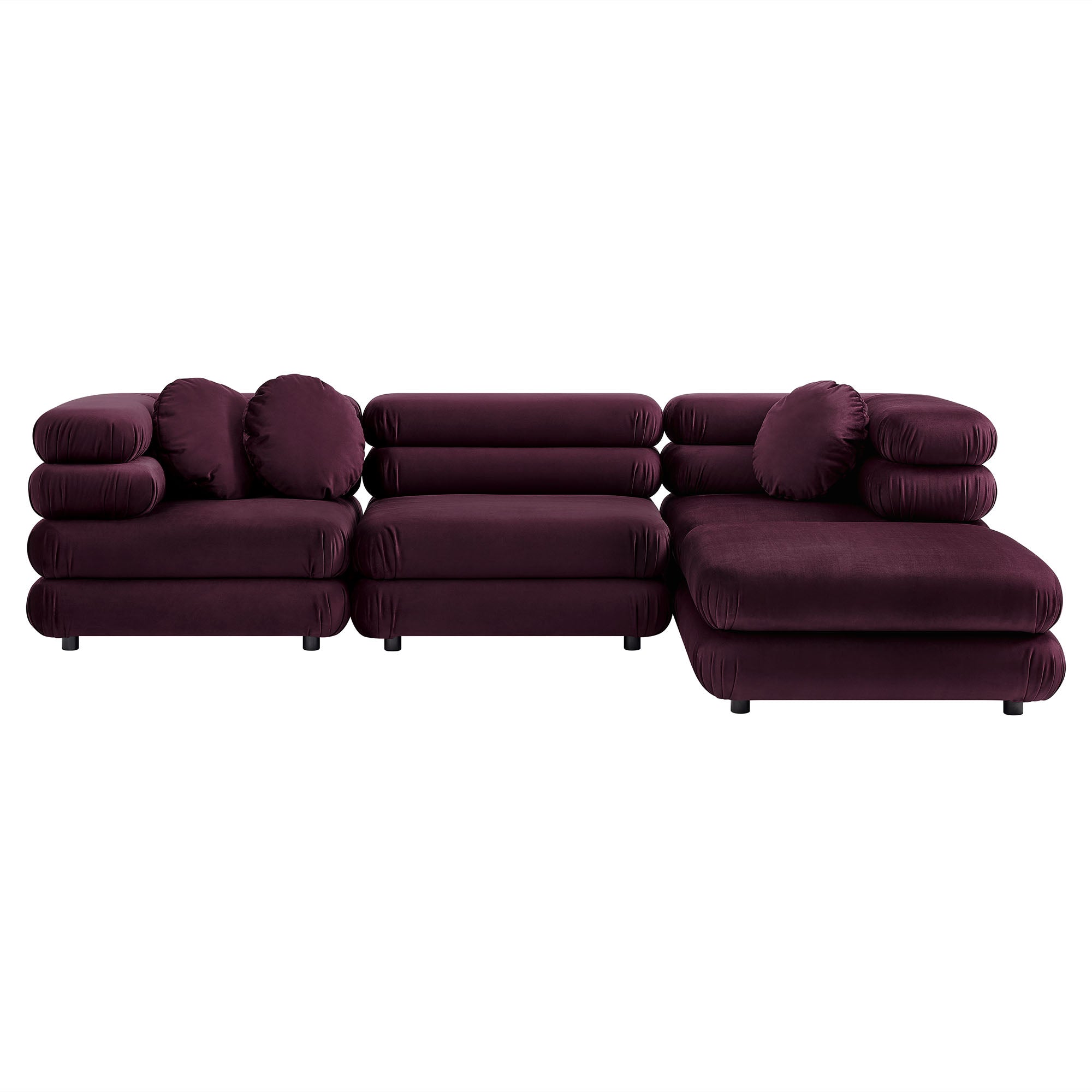 Jubilee 4-Piece Modular Performance Velvet Sectional Sofa, Mulberry