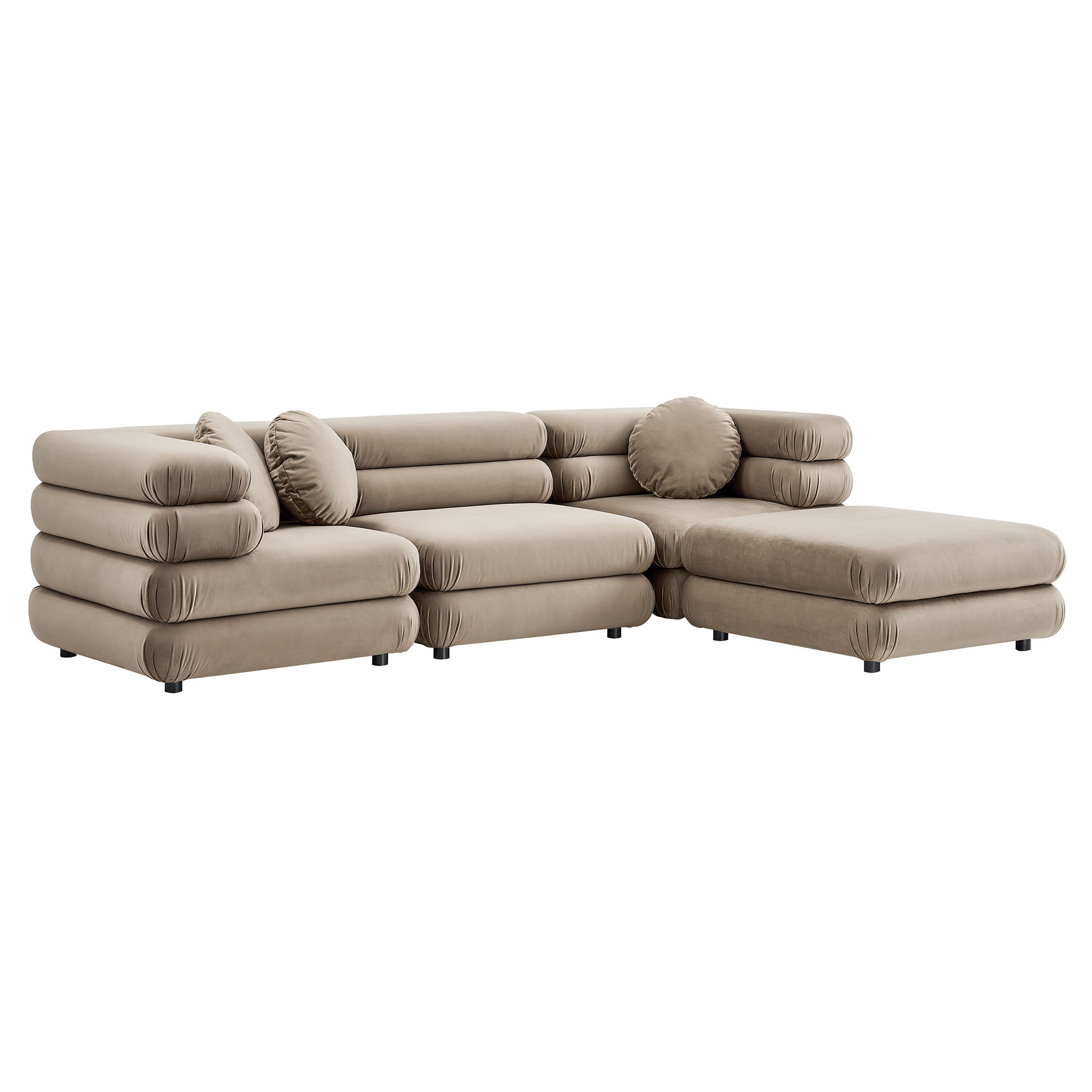 Jubilee 4-Piece Modular Performance Velvet Sectional Sofa, Taupe