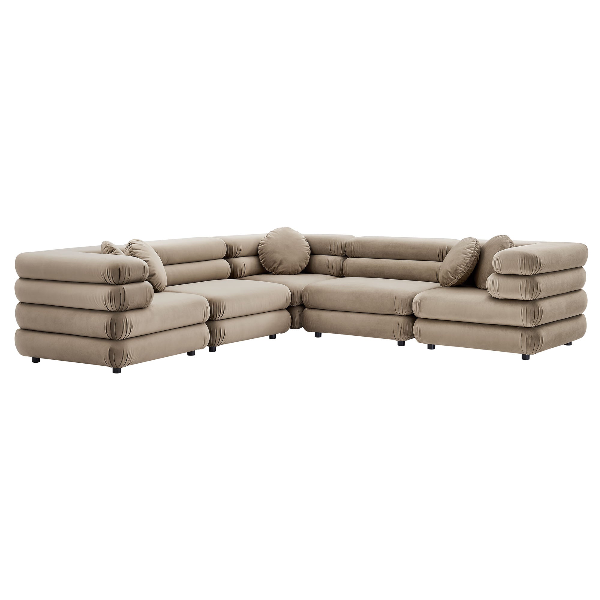 Jubilee 5-Piece Modular Performance Velvet Sectional Sofa, Taupe