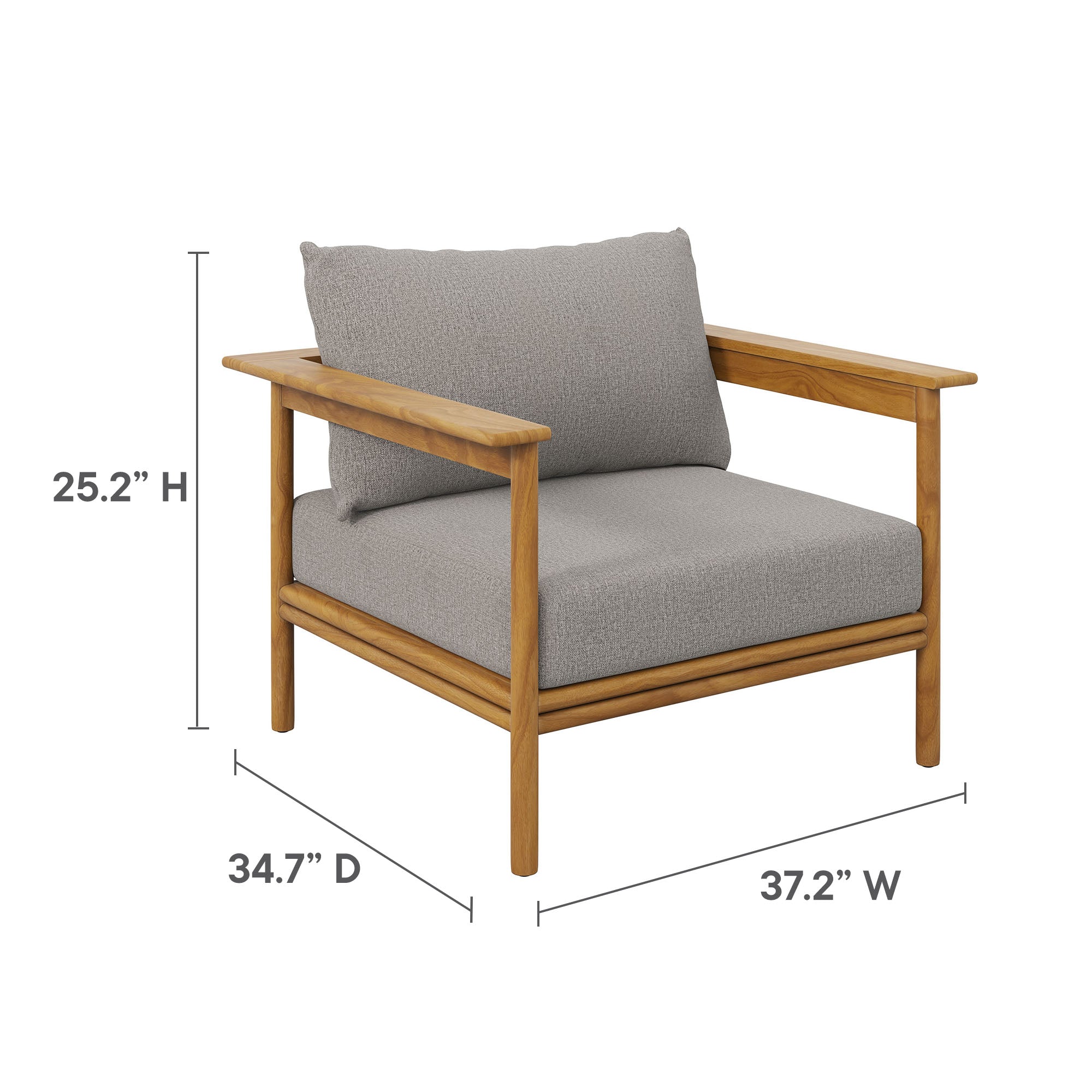 Wren 4-Piece Outdoor Patio Teak Wood Furniture Set, Natural Driftwood