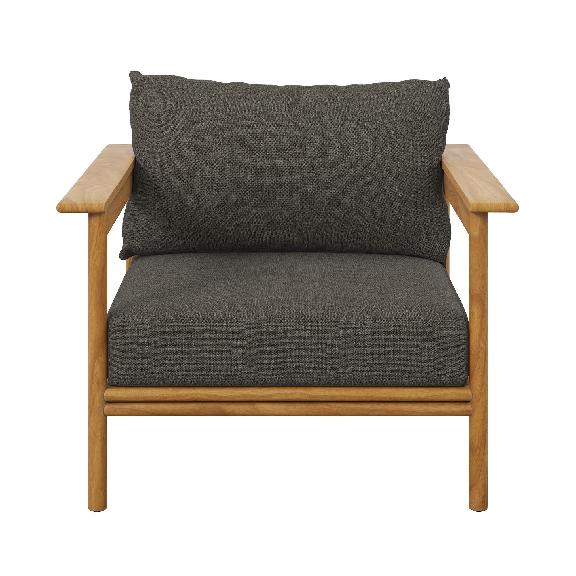 Wren Outdoor Patio Teak Wood Armchair, Natural Flint Gray