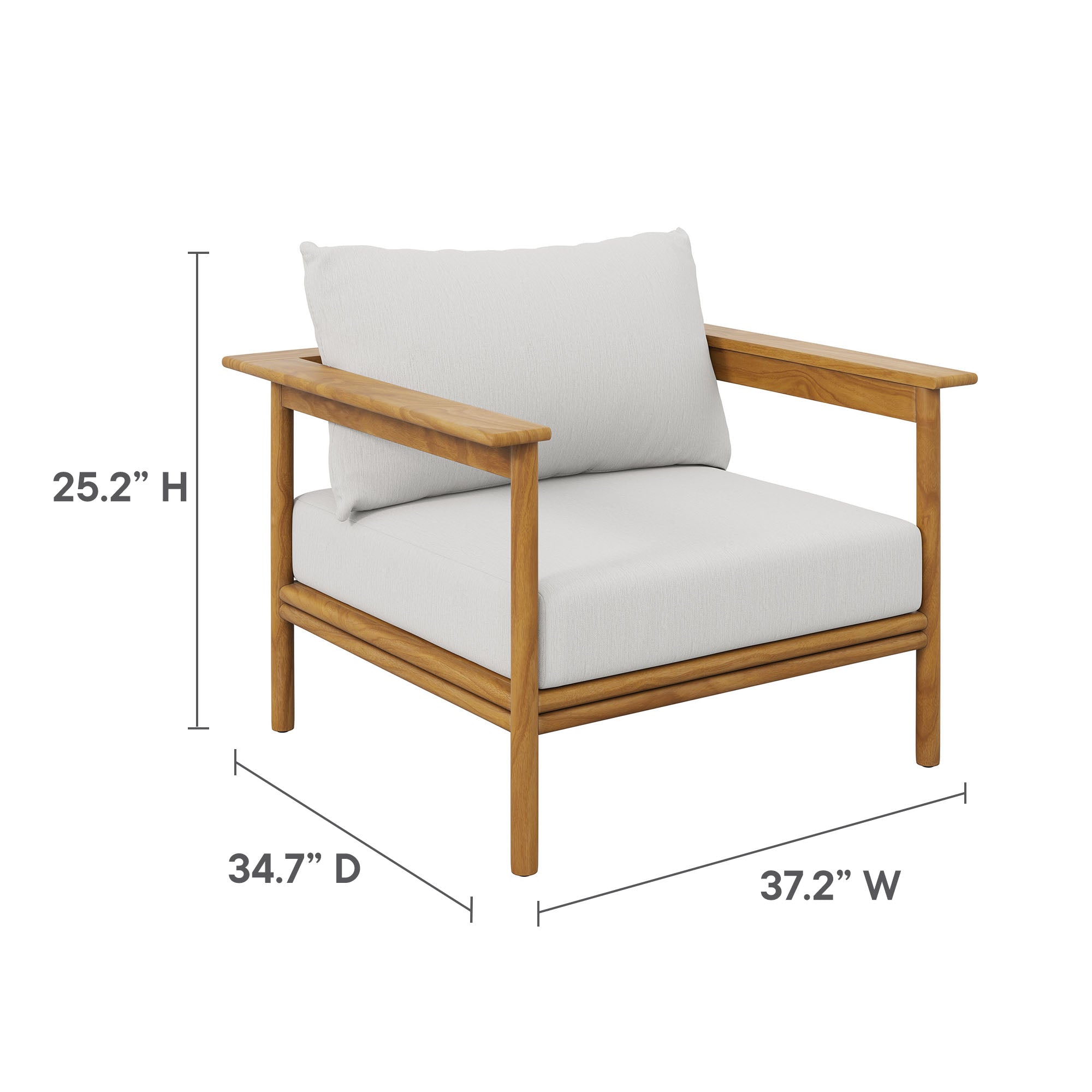 Wren Outdoor Patio Teak Wood Armchair, Natural Sail