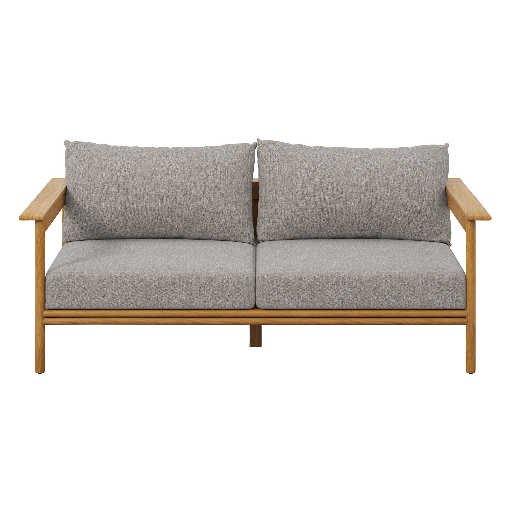 Wren Outdoor Patio Teak Wood Sofa, Natural Driftwood