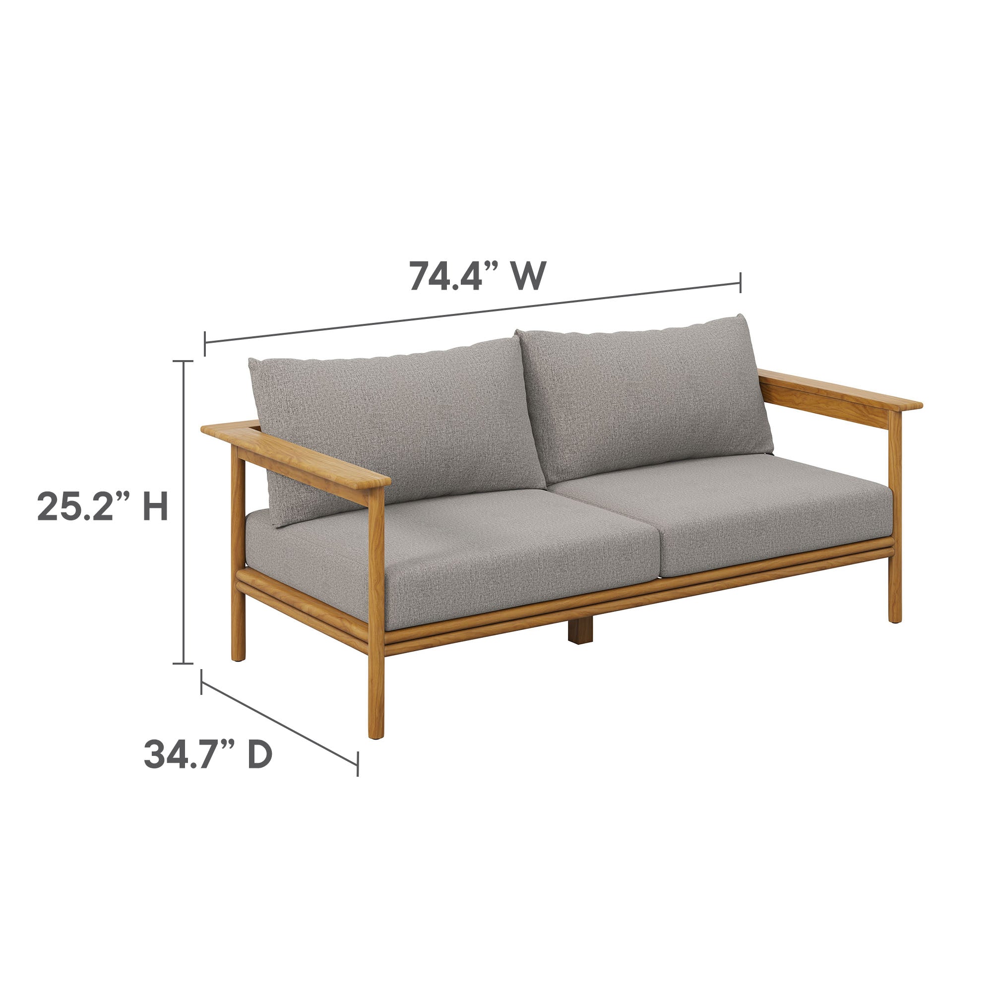 Wren 4-Piece Outdoor Patio Teak Wood Furniture Set, Natural Driftwood