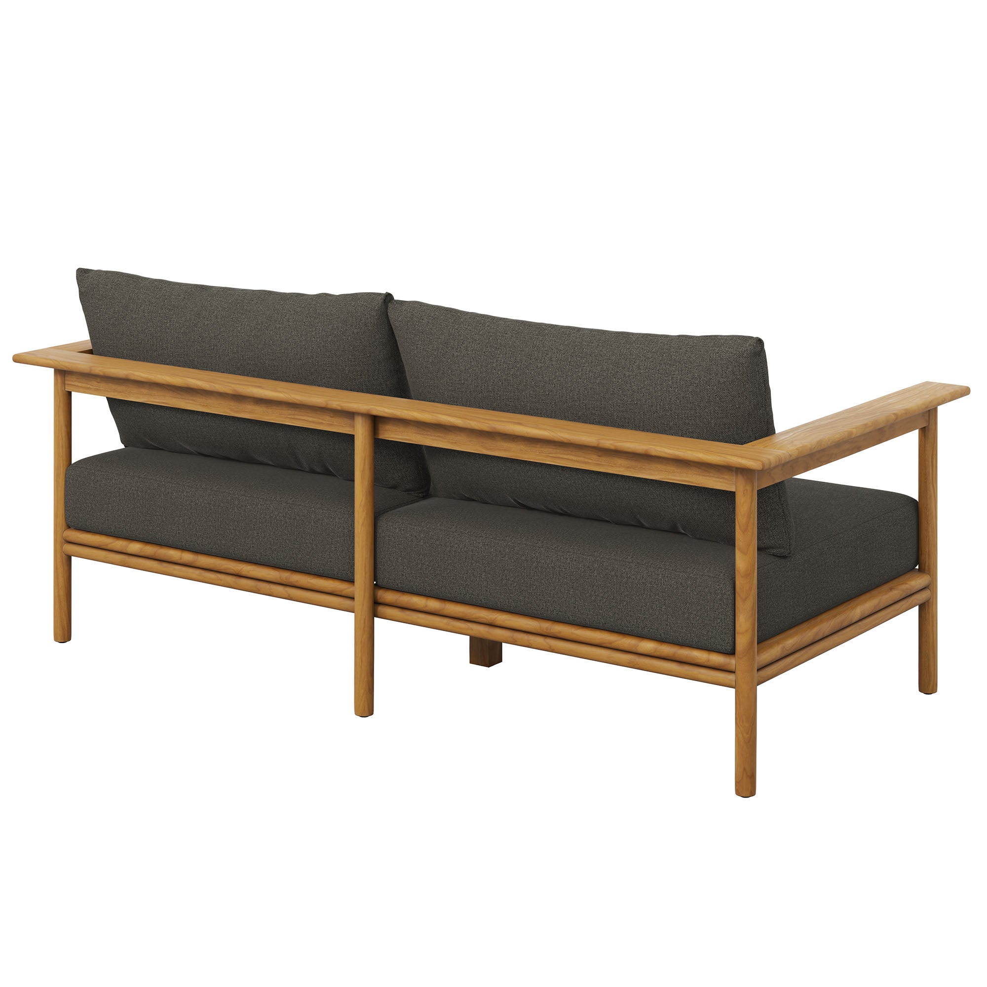 Wren Outdoor Patio Teak Wood Sofa, Natural Flint Gray