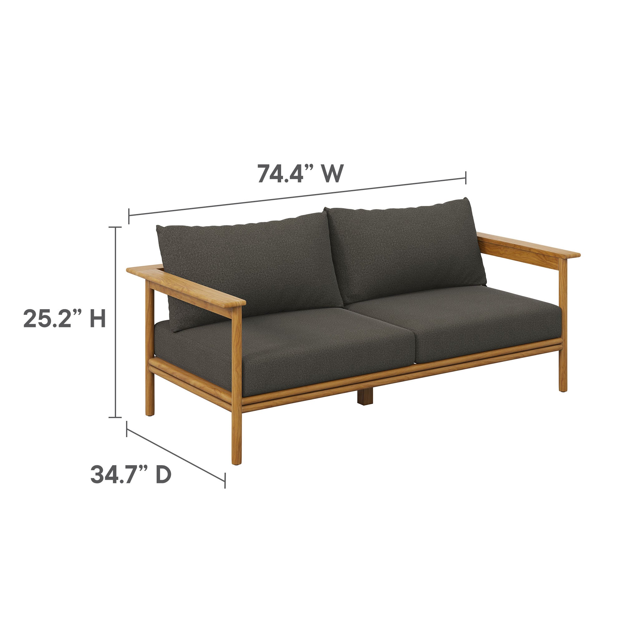 Wren 4-Piece Outdoor Patio Teak Wood Furniture Set, Natural Flint Gray