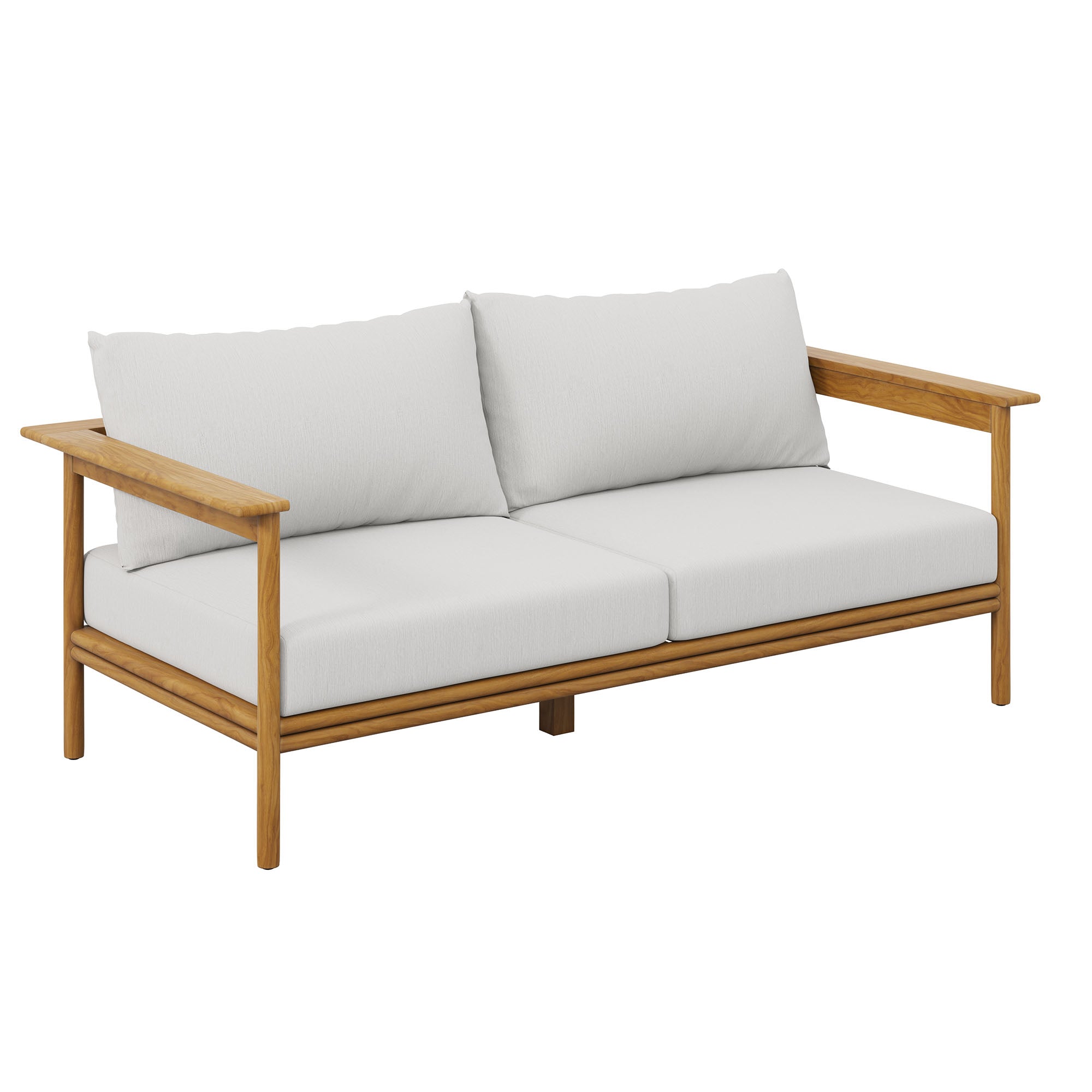 Wren Outdoor Patio Teak Wood Sofa, Natural Sail