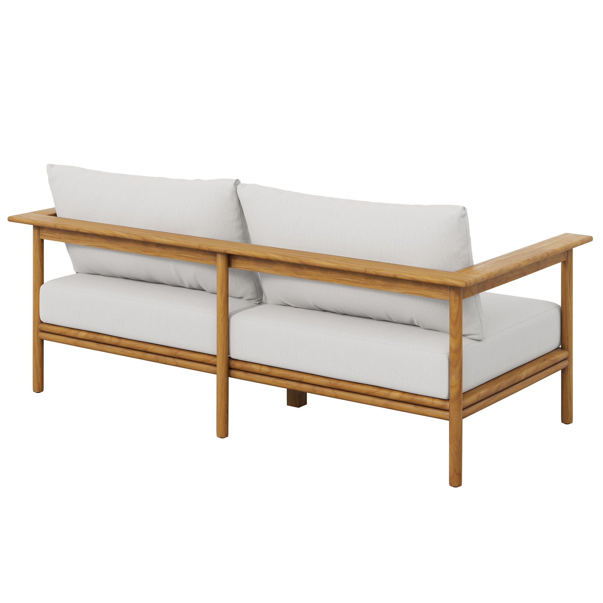 Wren Outdoor Patio Teak Wood Sofa, Natural Sail