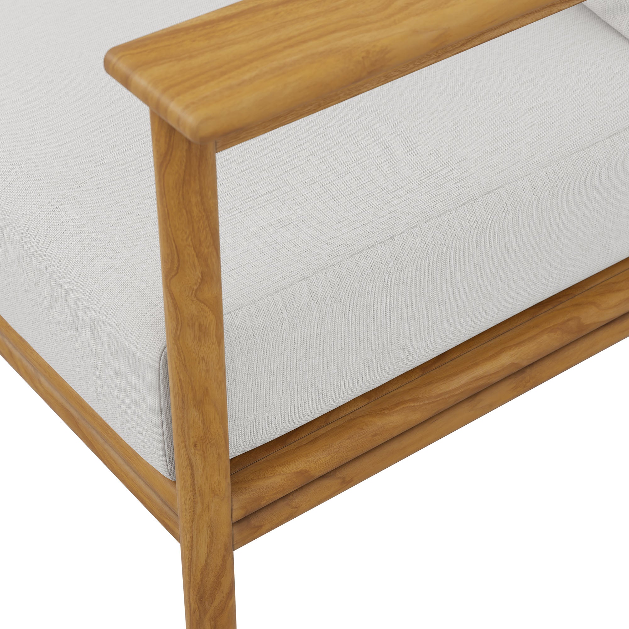 Wren Outdoor Patio Teak Wood Sofa, Natural Sail