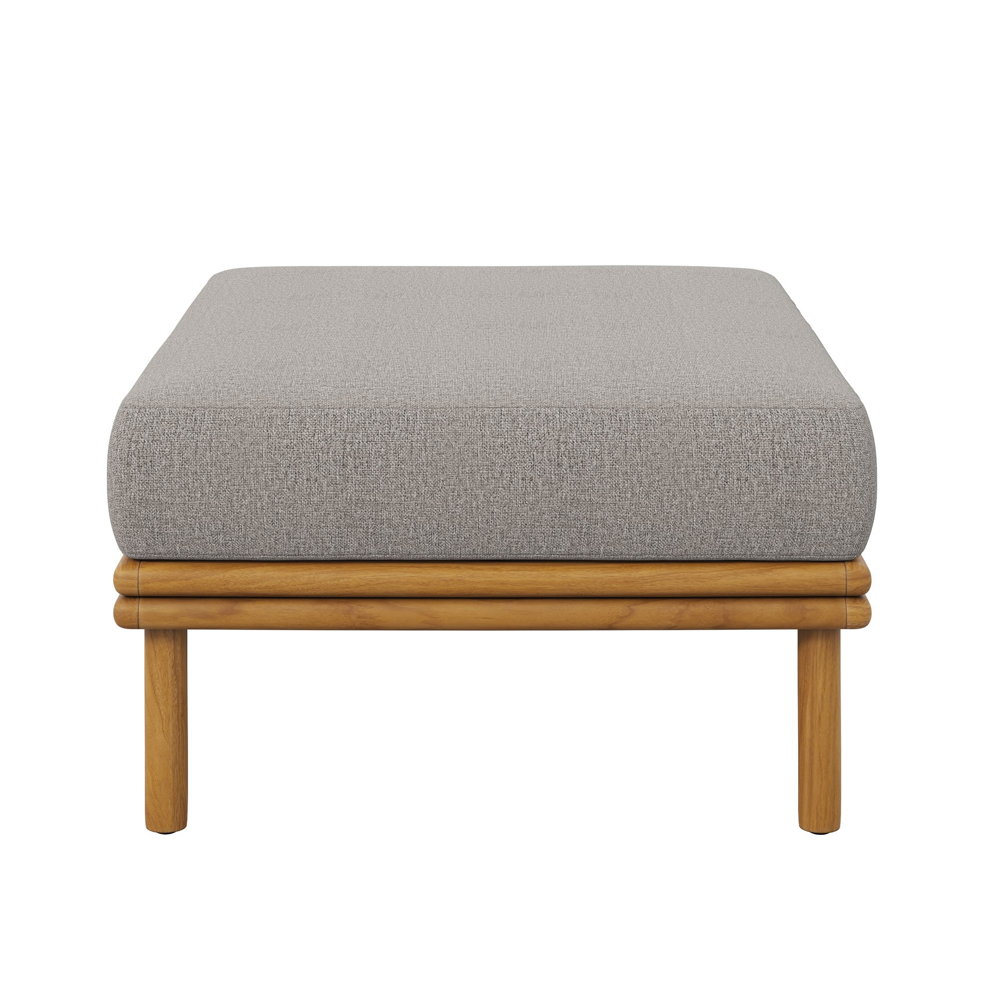 Wren Outdoor Patio Teak Wood Ottoman, Natural Driftwood