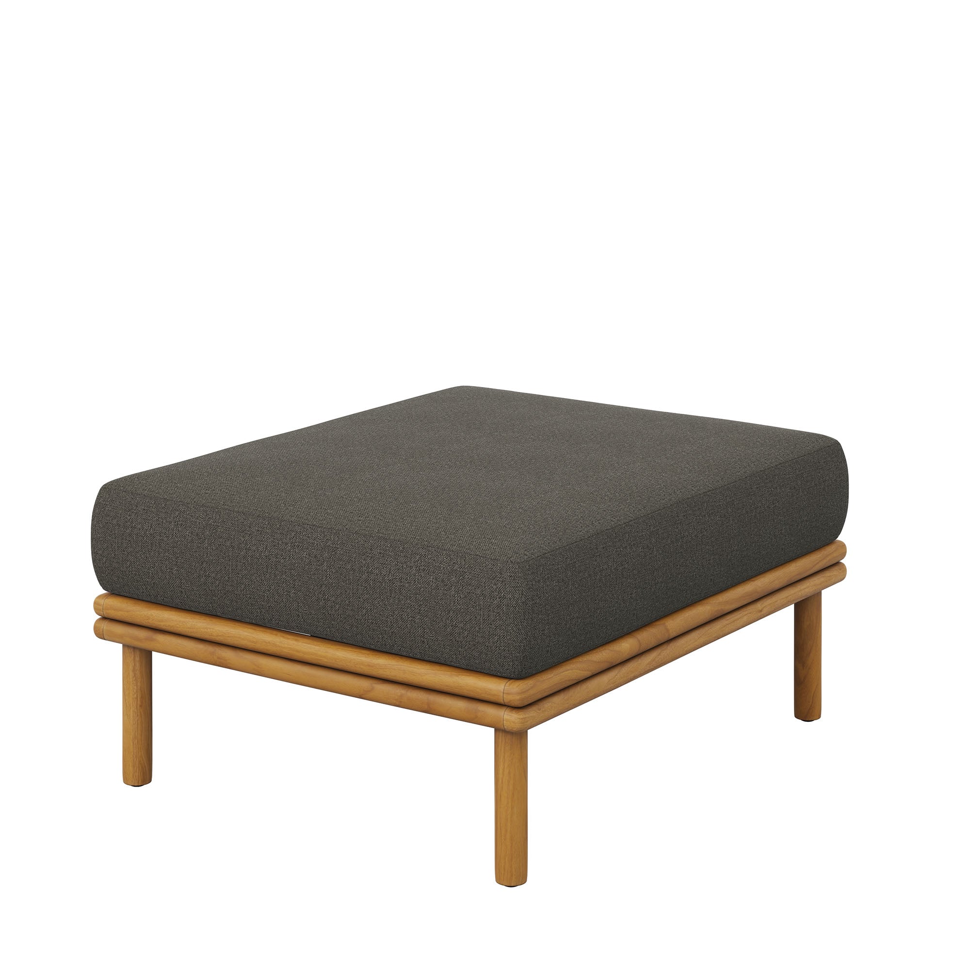 Wren 2-Piece Outdoor Patio Teak Wood Sofa and Ottoman Set, Natural Flint Gray