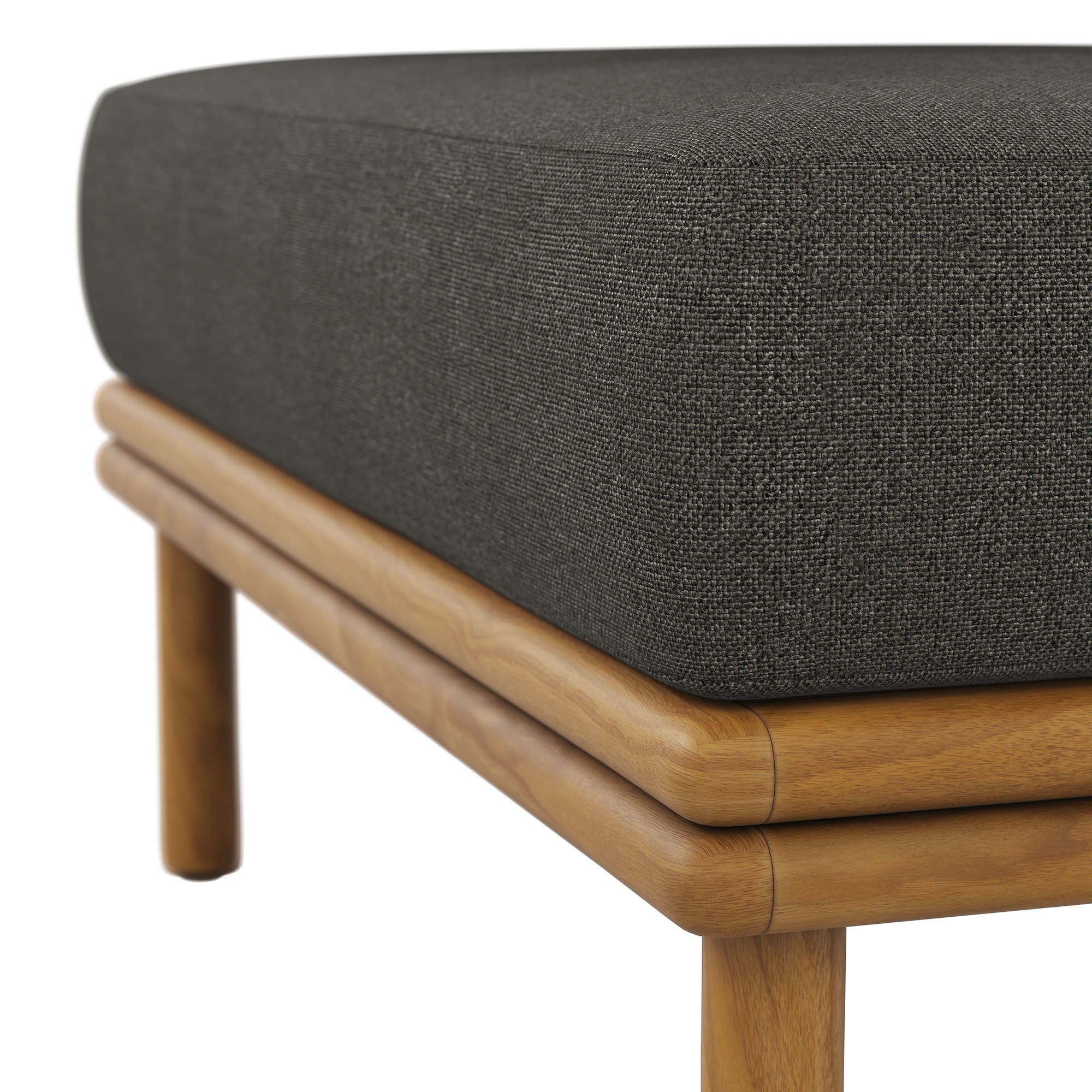 Wren Outdoor Patio Teak Wood Ottoman, Natural Flint Gray