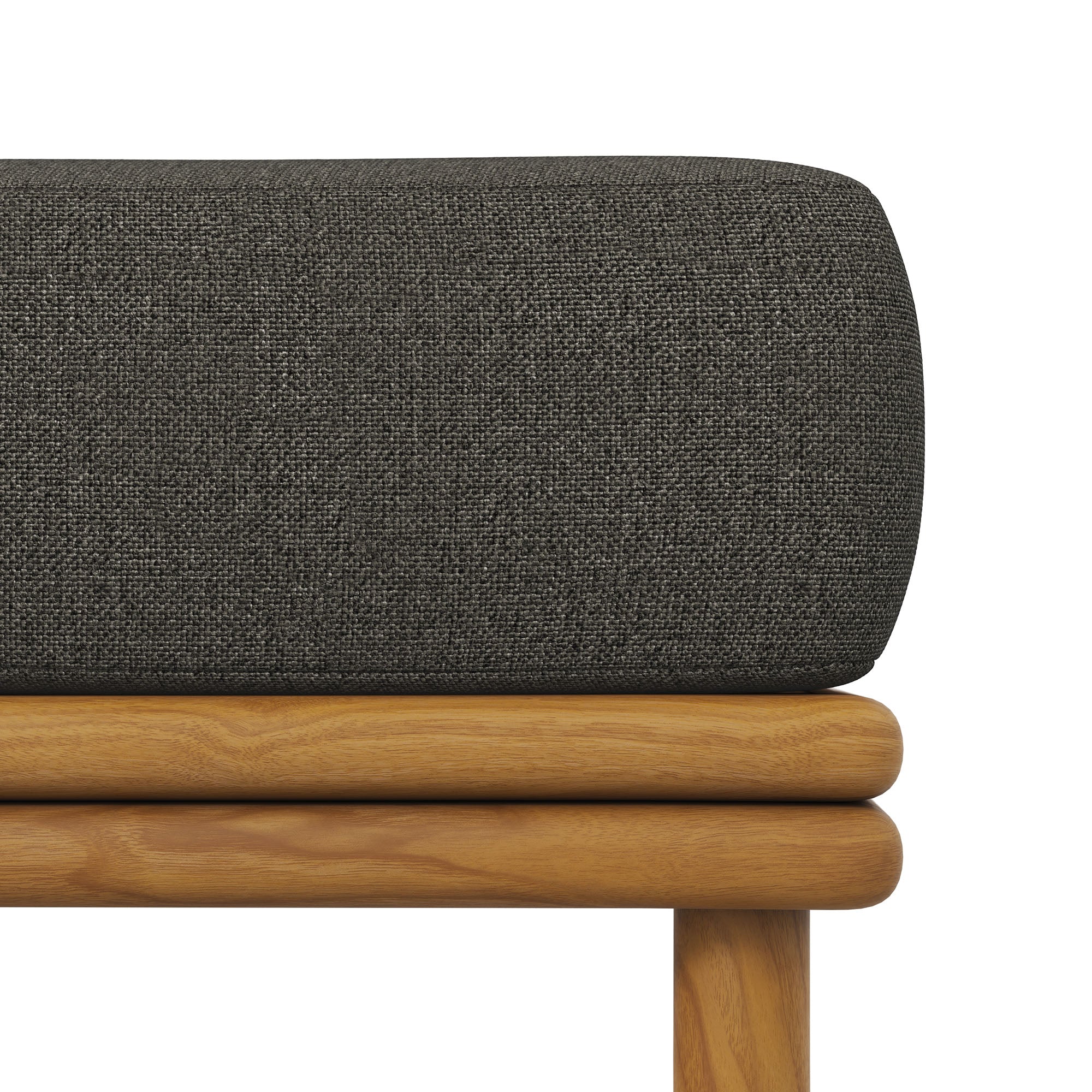 Wren Outdoor Patio Teak Wood Ottoman, Natural Flint Gray