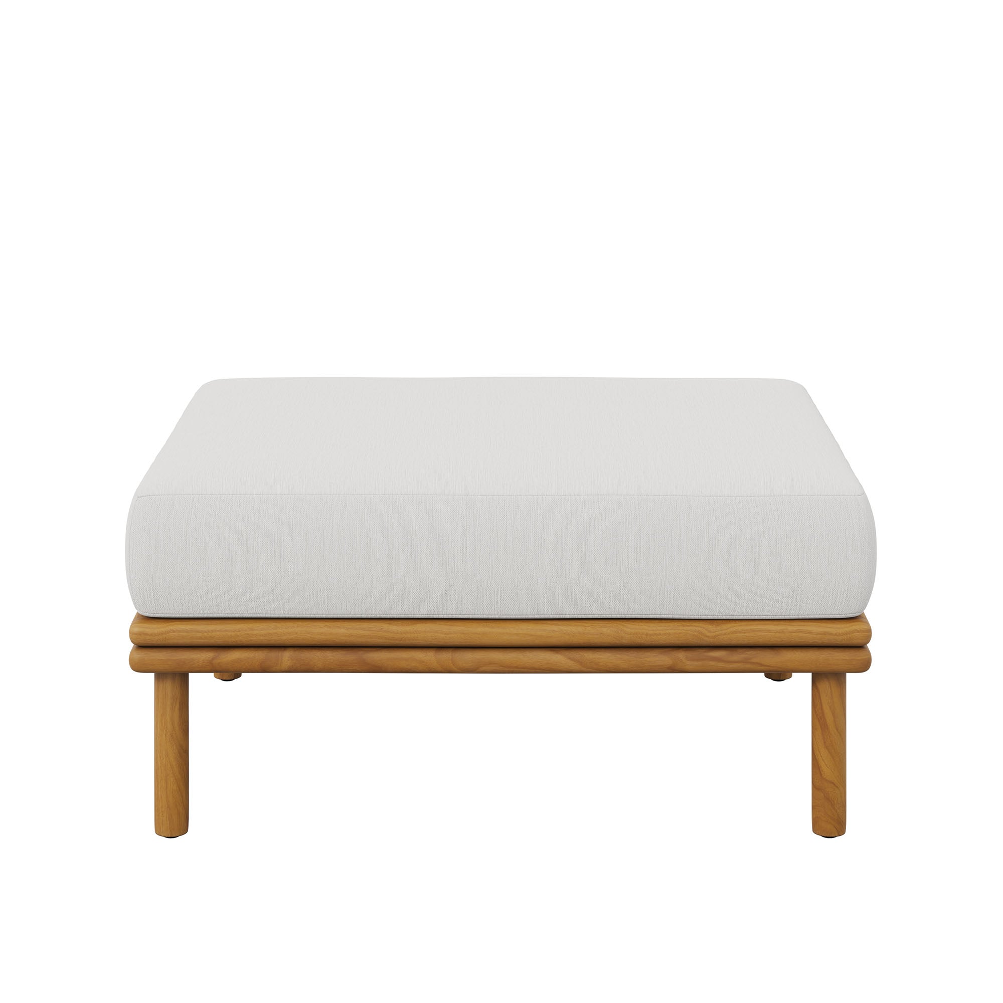 Wren Outdoor Patio Teak Wood Ottoman, Natural Sail