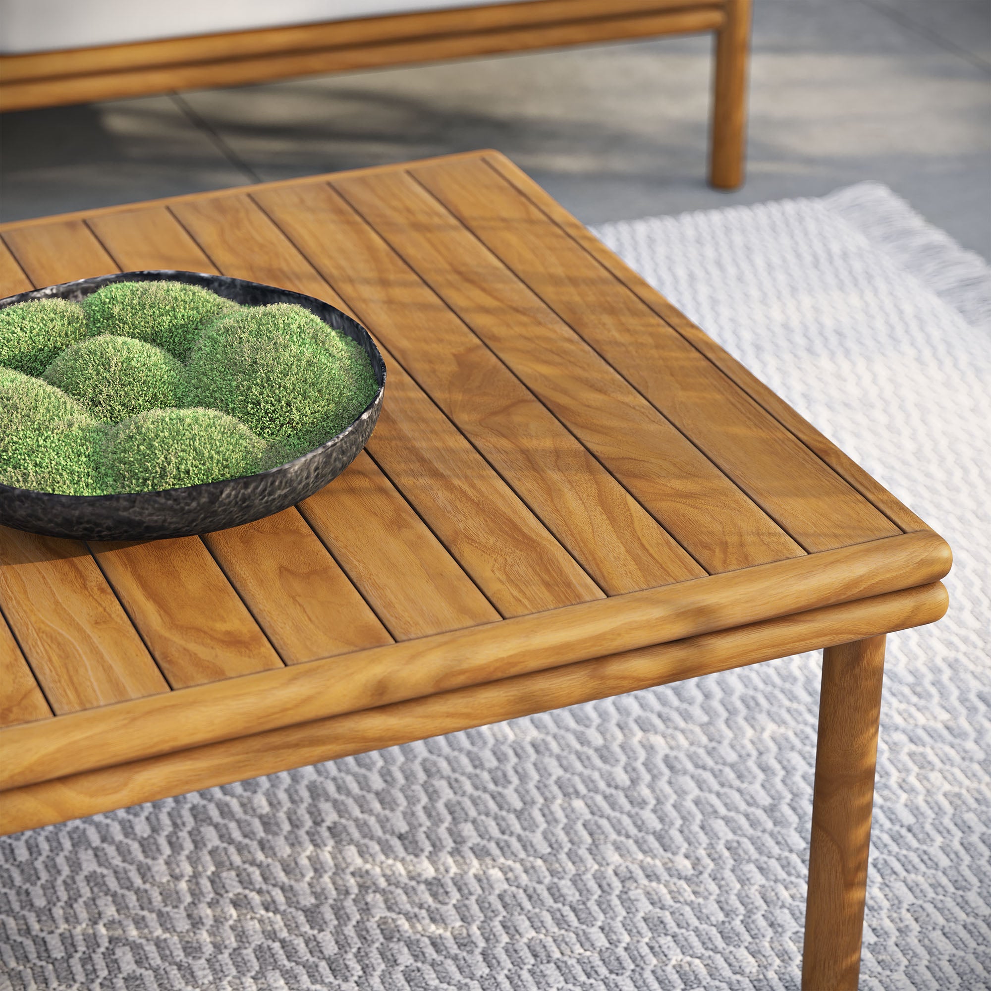 Wren Outdoor Patio Teak Wood Coffee Table, Natural
