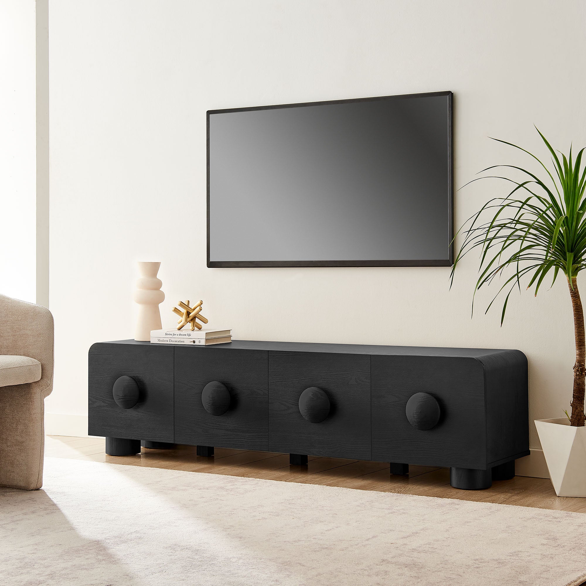Sonnet 69" Low Profile TV Stand, Black