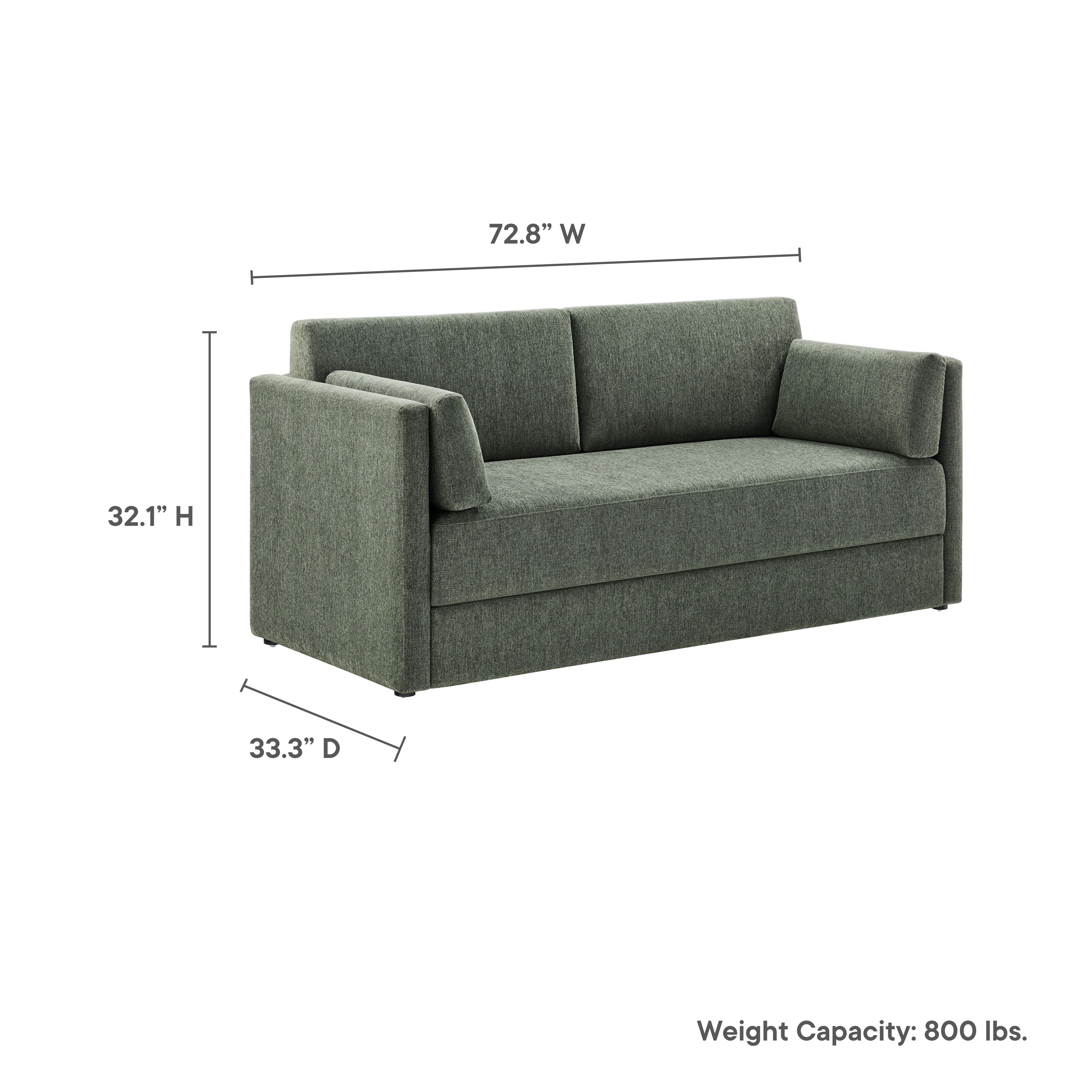 Linden Upholstered Heathered Chenille Sofa, Eucalyptus