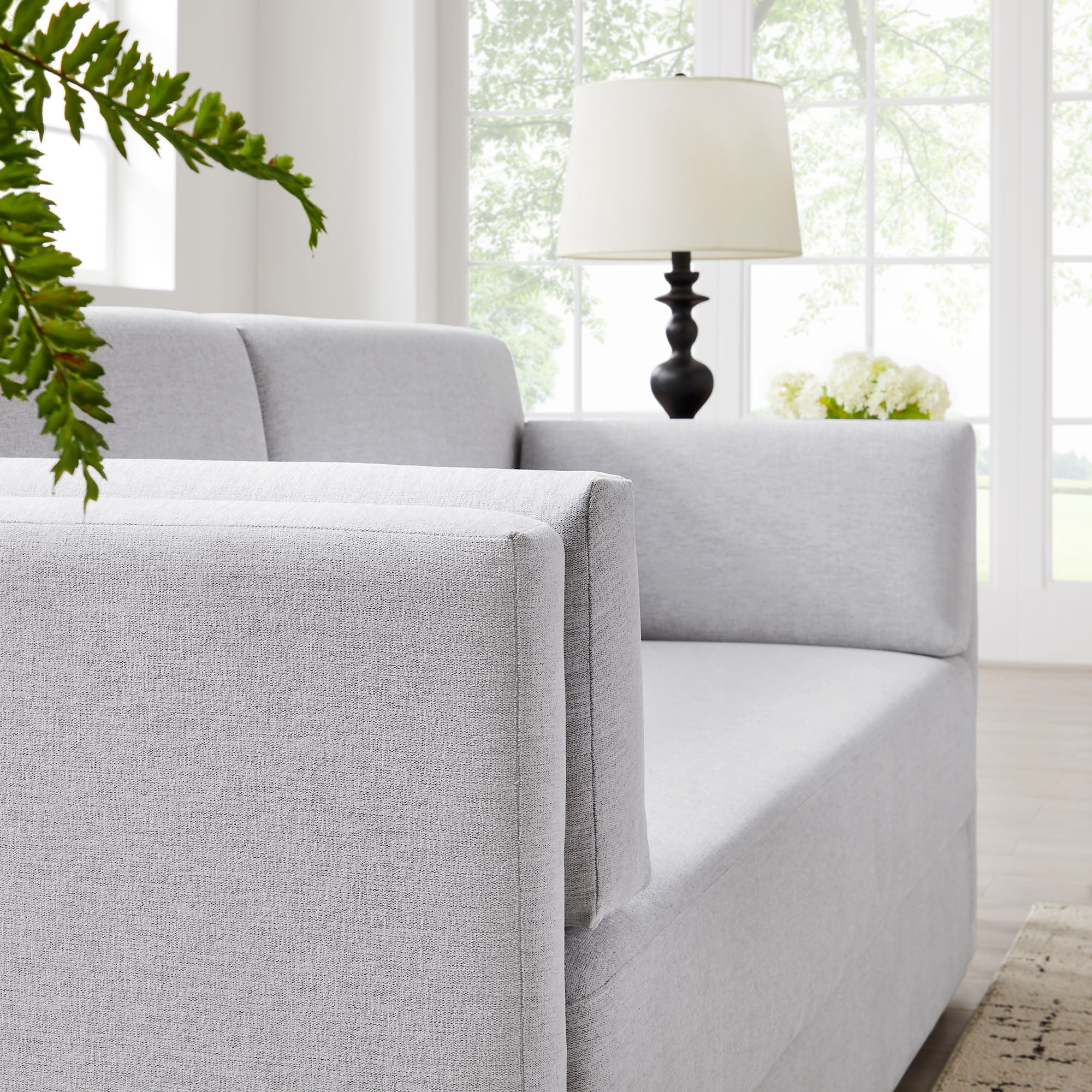 Linden Upholstered Heathered Chenille Sofa, Newsprint
