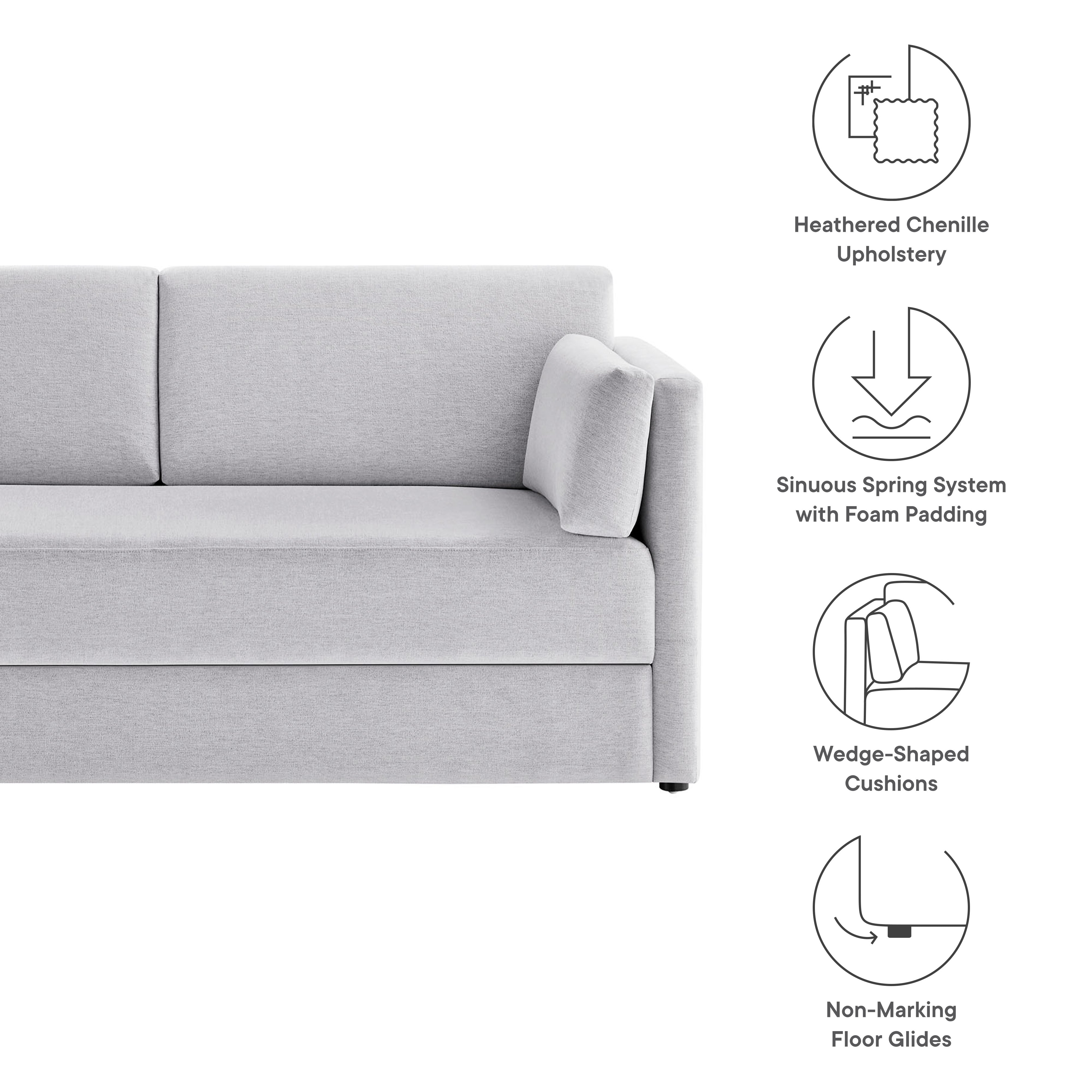 Linden Upholstered Heathered Chenille Sofa, Newsprint