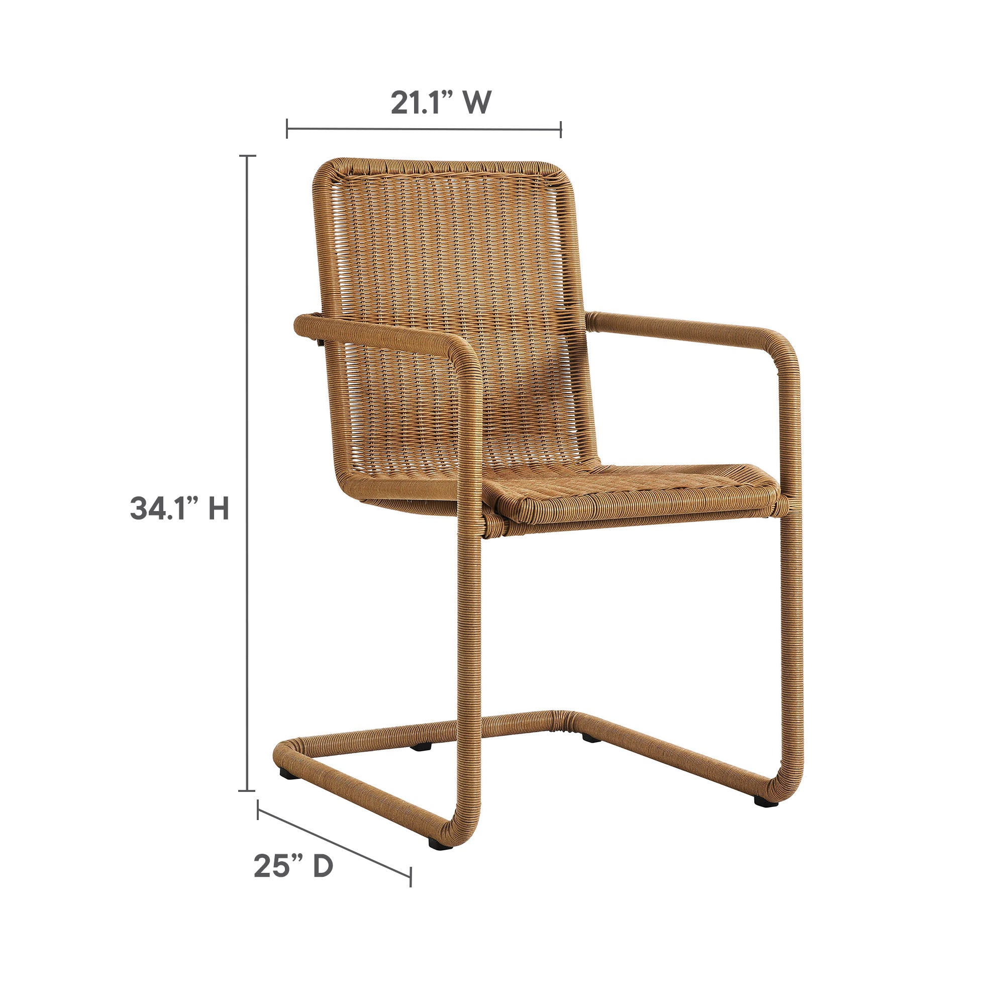 Abacus Outdoor Patio Wicker Dining Chairs Set of 2, Natural