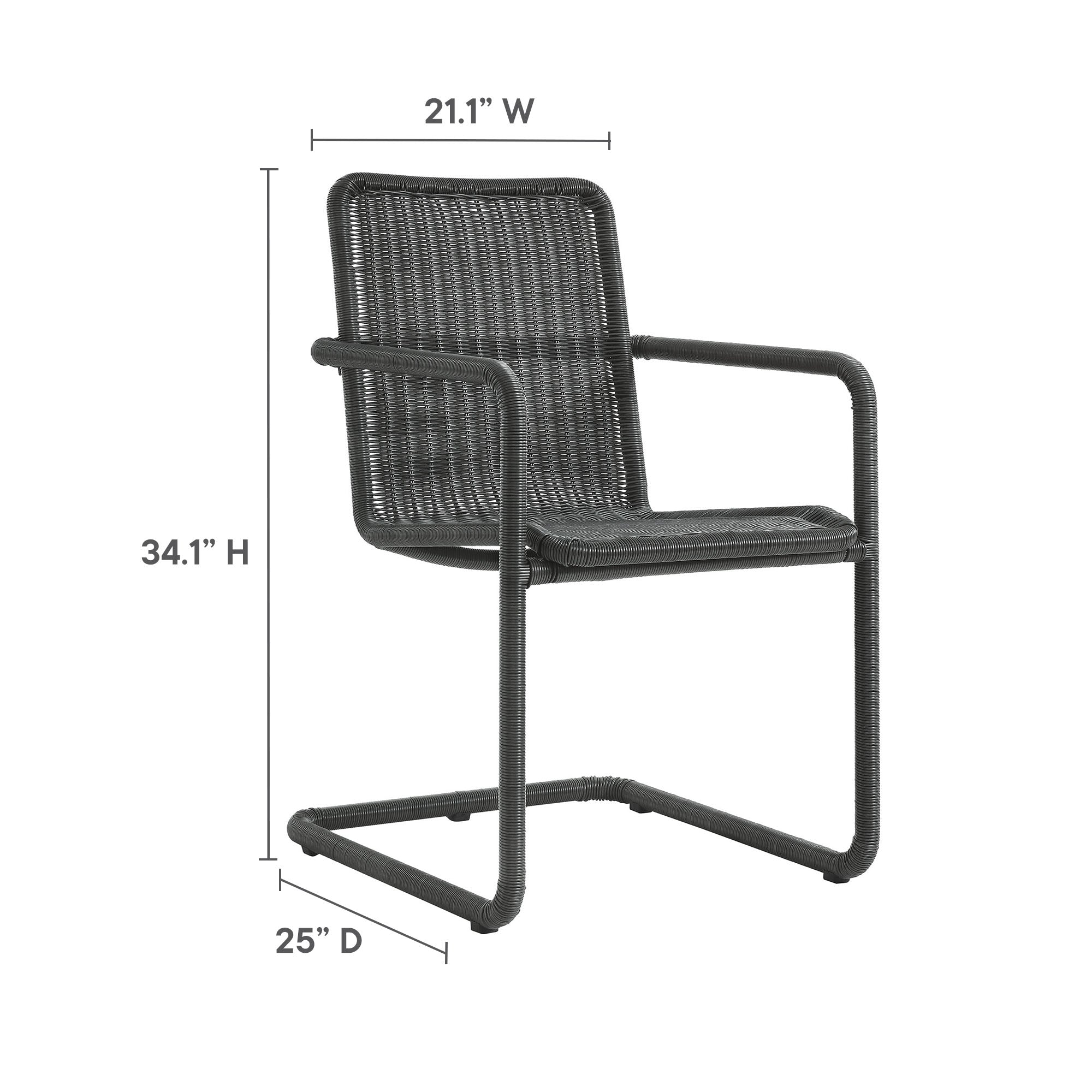Abacus Outdoor Patio Wicker Dining Chairs Set of 2, Slate
